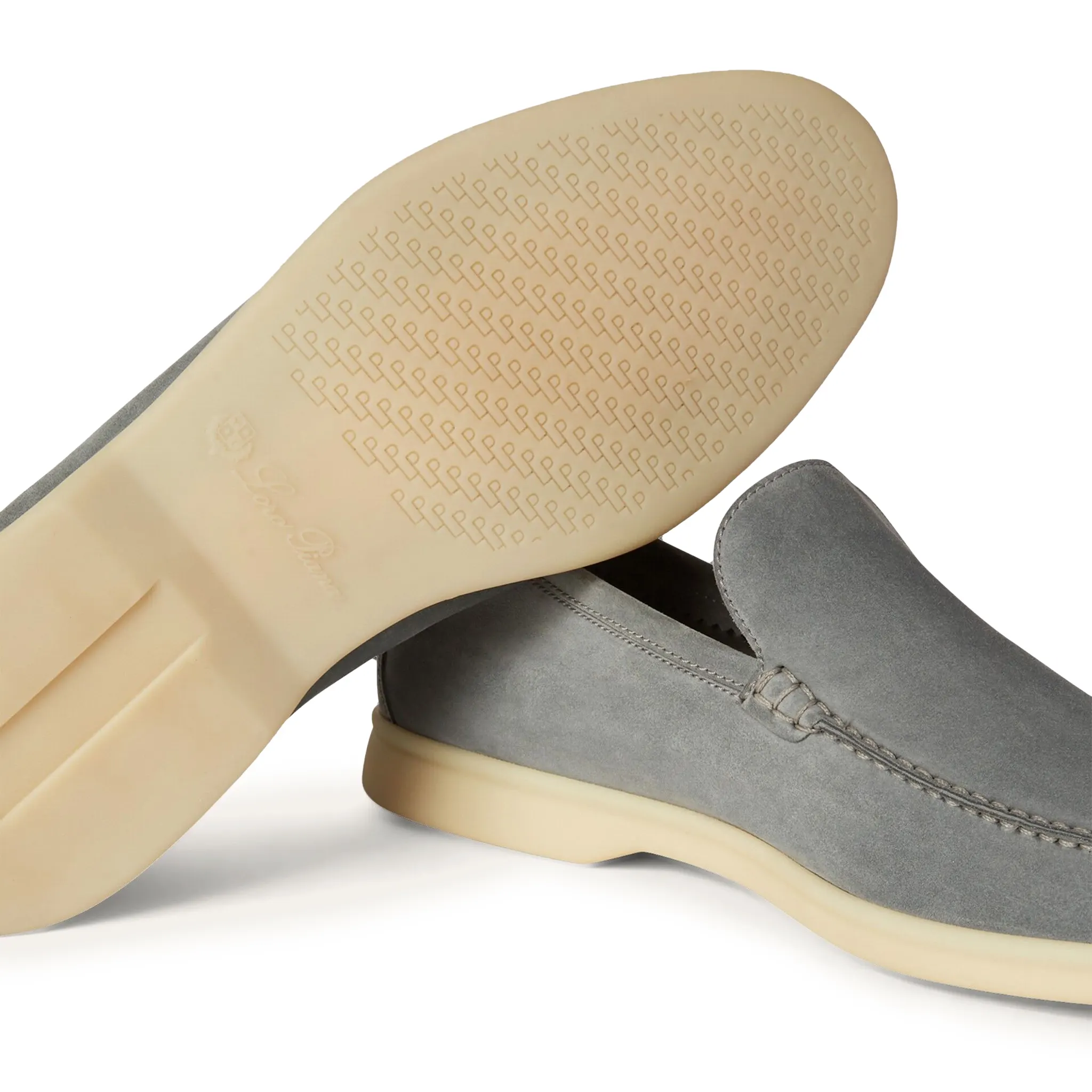Loro Piana Summer Walk Suede Gull Grey Loafers for Men - Comfortable Casual Slip-On Shoes for Office, Travel & Daily Wear