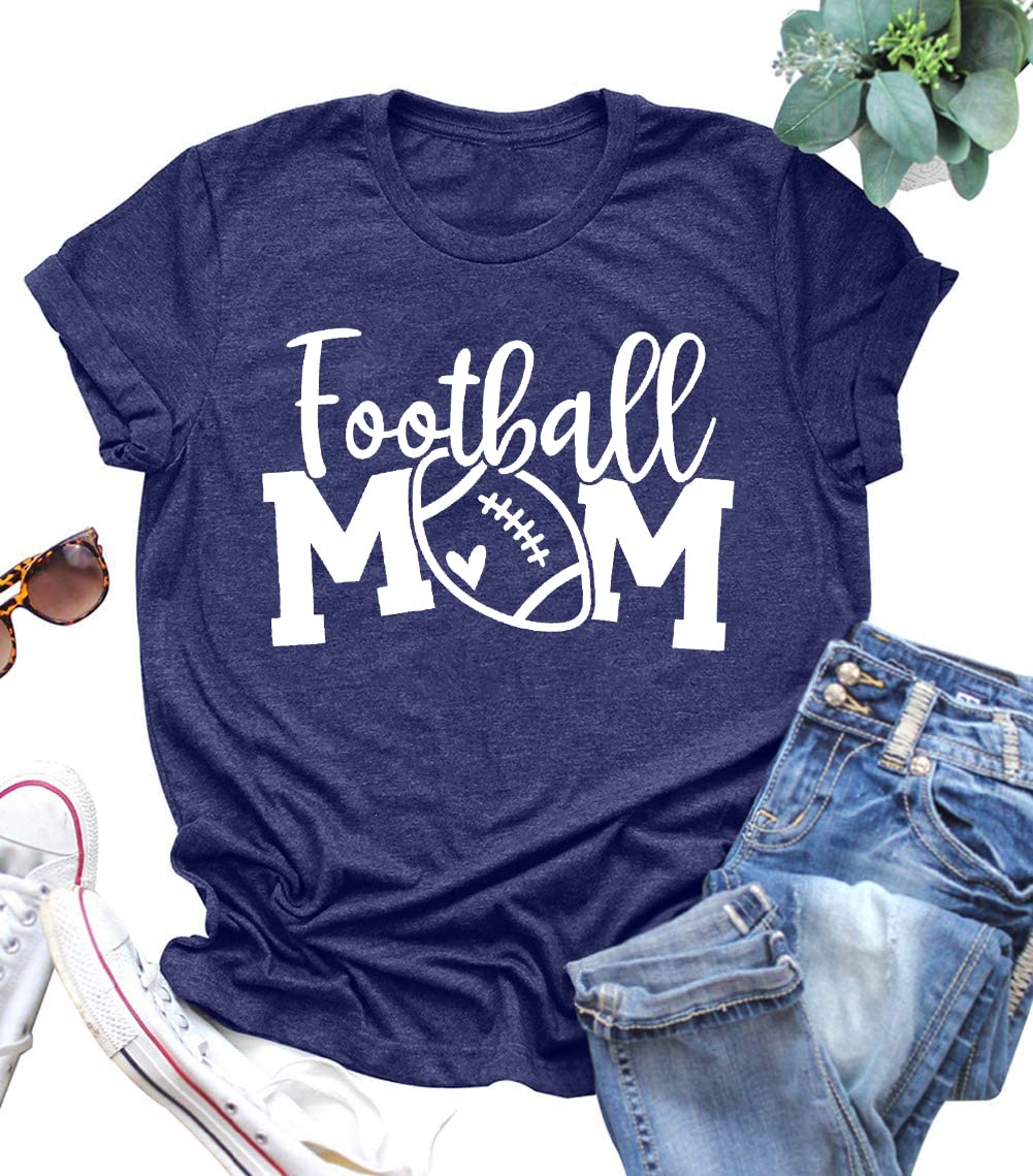 Football Mom Shirts for Women - Heart Design Football Tee - Game Day T-Shirt - Football Season Graphic Top - Perfect for Game Day, Tailgating & Showing Team Spirit