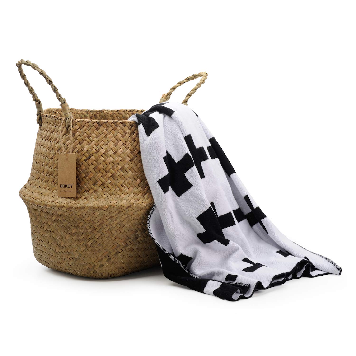 DOOKOT Woven Seagrass Storage Basket with Handles - 7