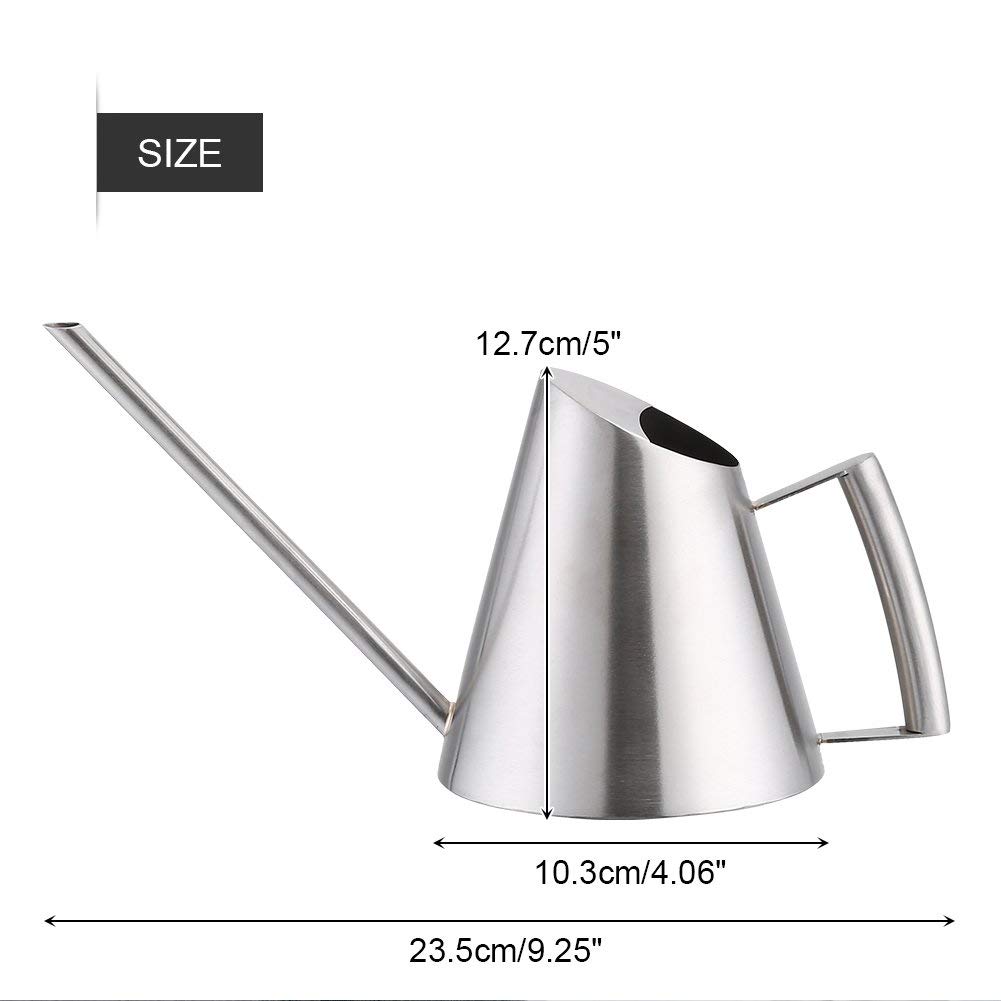 Stainless Steel 400ml Watering Can with Long Spout - Modern Brushed Silver Mini Watering Pot for Plants & Flowers - Perfect Gardening Tool for Home, Office & Indoor Plants