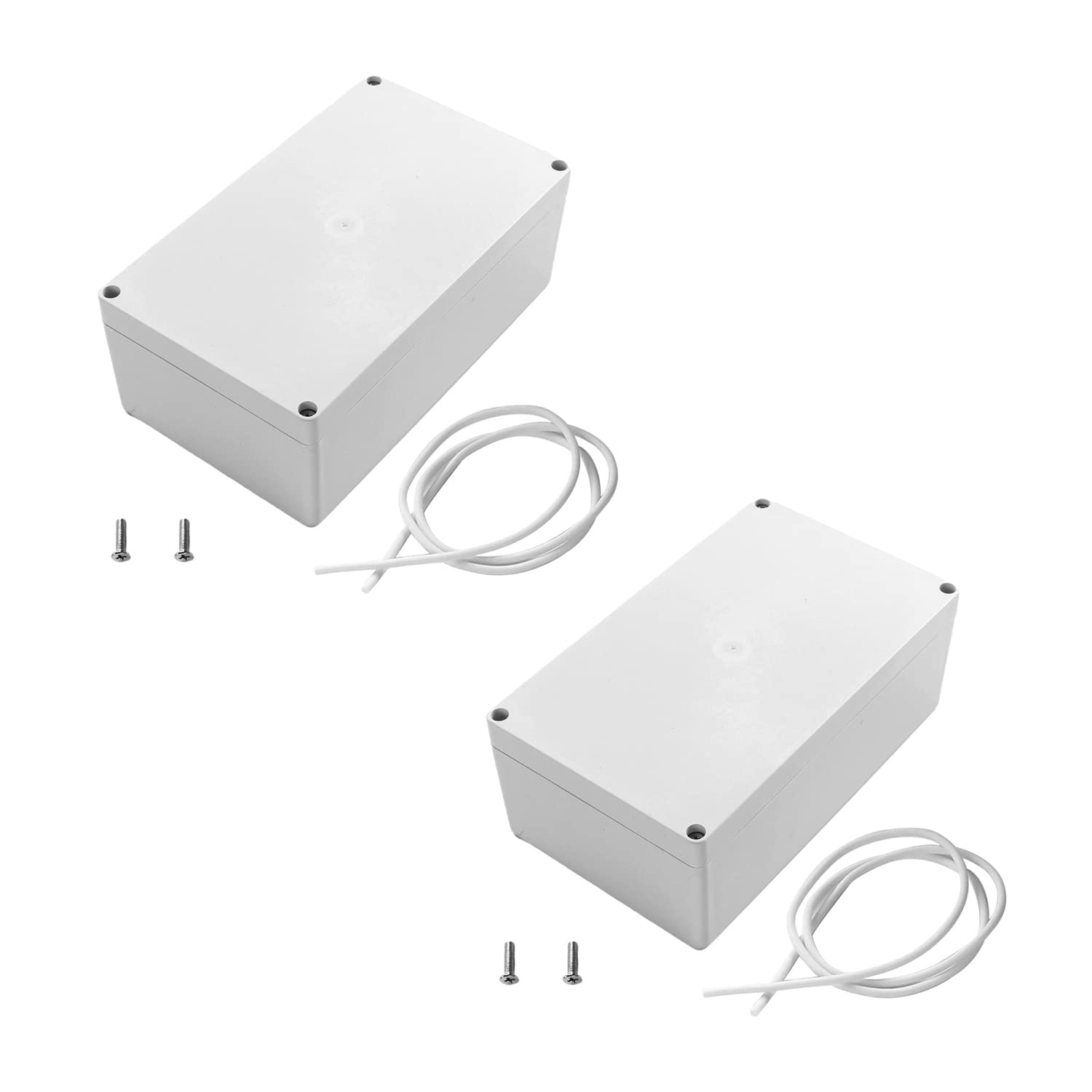 Fielect 2PCS Waterproof Junction Box, ABS Plastic IP65 Electrical Enclosure (7.87x4.72x2.95in) for Outdoor Wiring