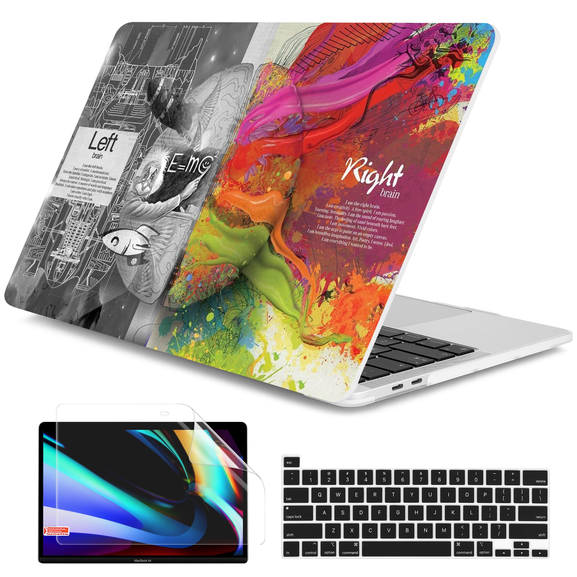 Dongke Hard Plastic Protective Case for MacBook Pro 13 inch (Model A2251/A2289, 2020 Release) - Compatible with Retina Display & Touch Bar, Fits Touch ID (Brain Design) - Perfect for Work, Travel, and Everyday Use