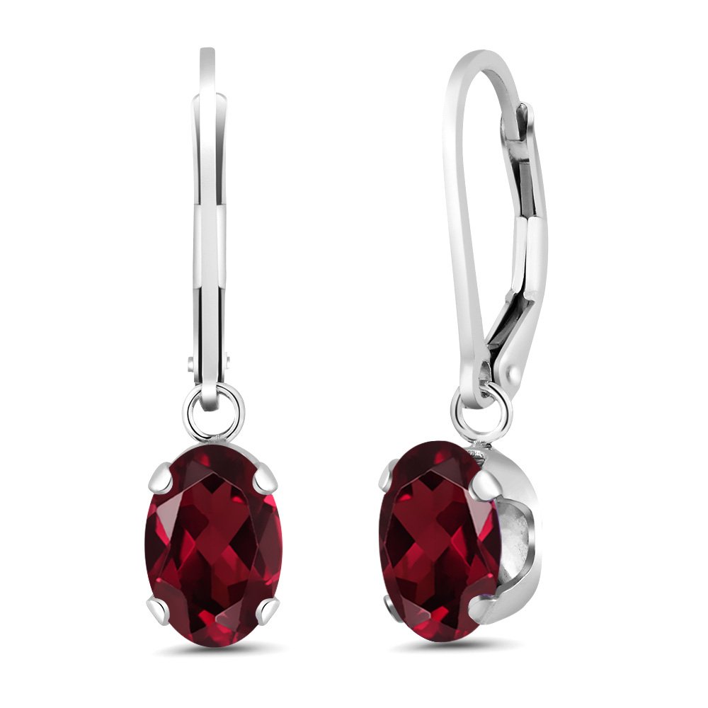 Gem Stone King 8X6MM Oval Genuine Birthstone Leverback Earrings - 925 Sterling Silver Drop Dangle Earrings for Women | Perfect Gift for Birthday, Anniversary & Mother's Day