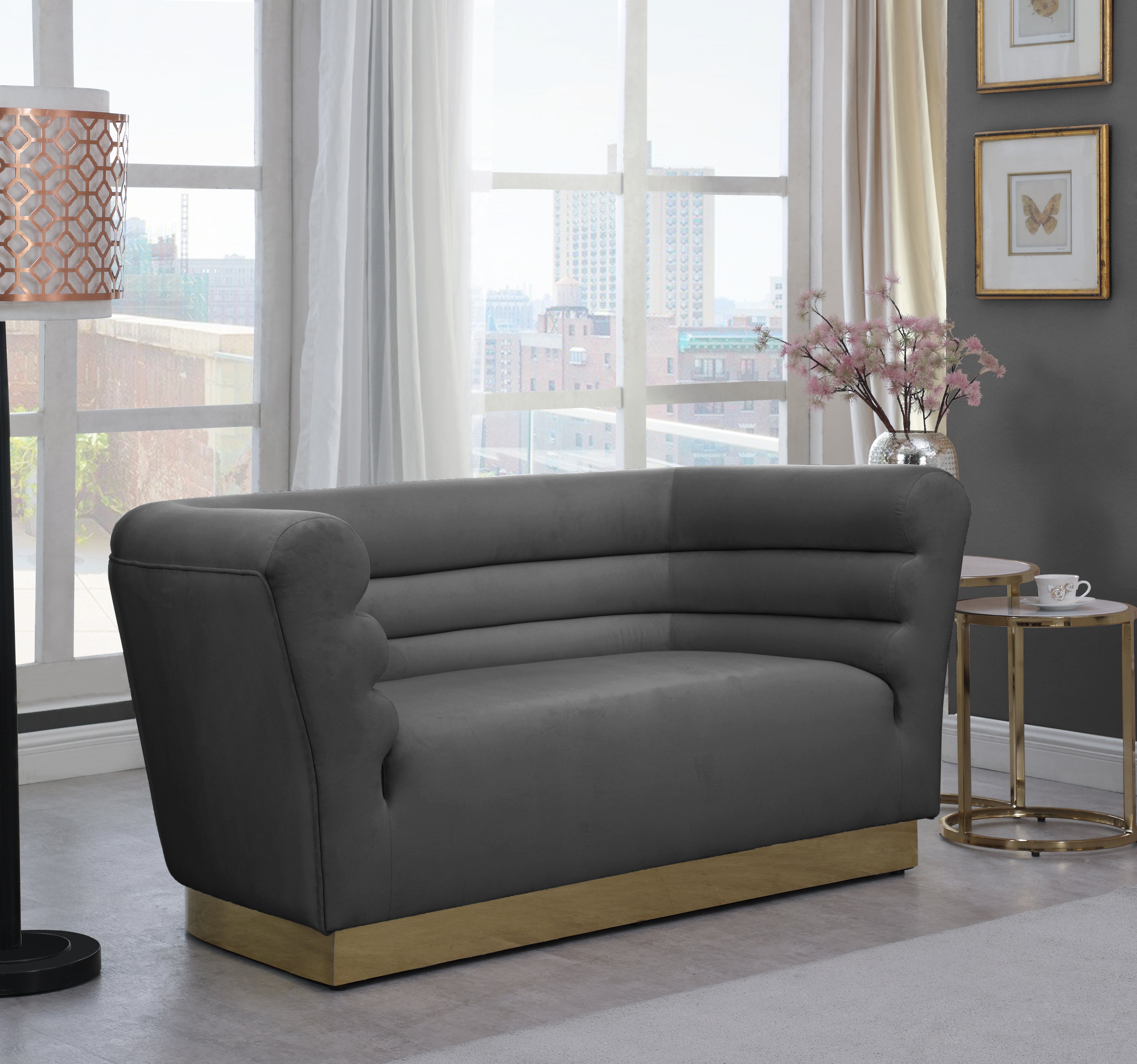 Bellini Velvet Loveseat - Modern Small Sofa for Living Room, Apartment & Office | Soft Upholstered 2-Seater Couch with Sturdy Wooden Legs | Perfect for Cozy Spaces, Small Homes & Reading Nooks