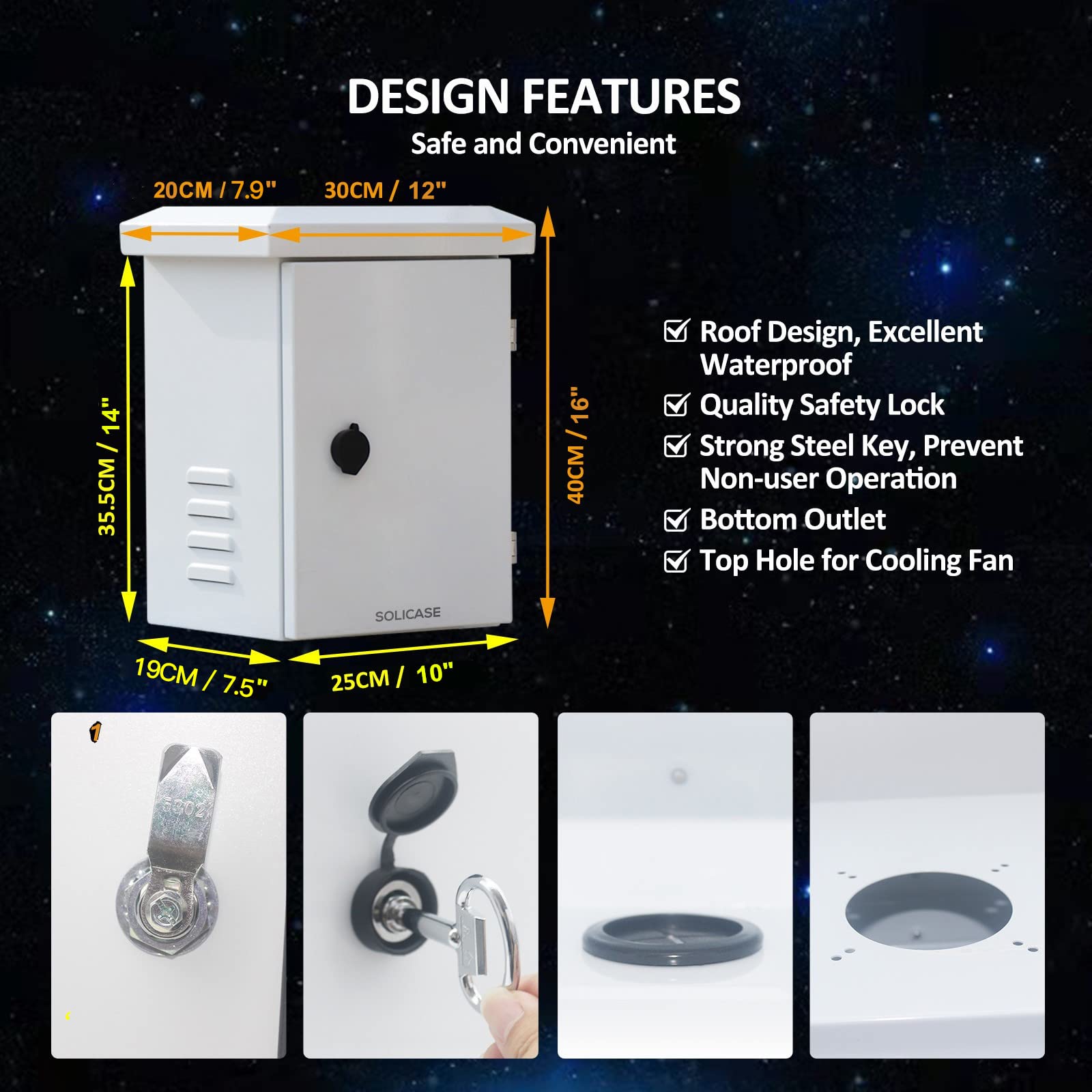 16x12x8 Steel Electrical Box - IP65 Waterproof Outdoor Enclosure for Electronics, Projector & NEMA Rated - Perfect for Garden, Patio & Industrial Use