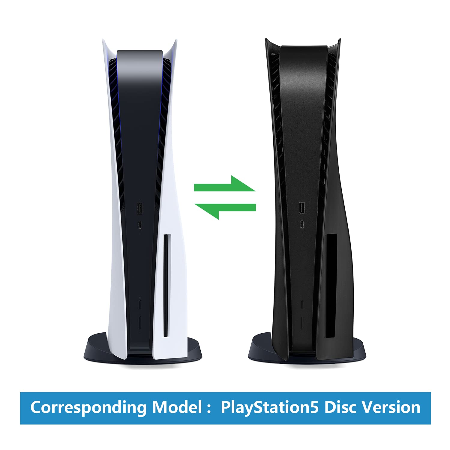 PEPPER JOBS PS5 Console Cover - Shockproof & Dustproof Hard Case for PlayStation 5 Disc Edition | ABS Anti-Scratch Replacement Shell (Midnight Black) - Perfect for Gaming Protection & Home Entertainment Setup