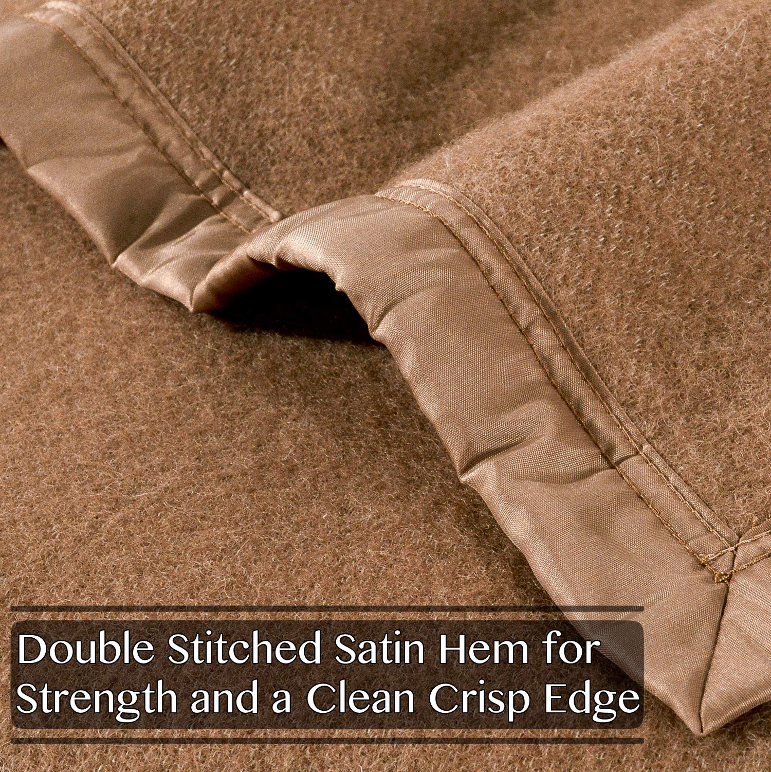 Premium 400GSM 100% Virgin Wool Blanket - Medium/Heavy Weight, Machine Washable, Camel Color, Twin Size - Ideal for Cozy Bedding, Sofa Throws & Winter Warmth