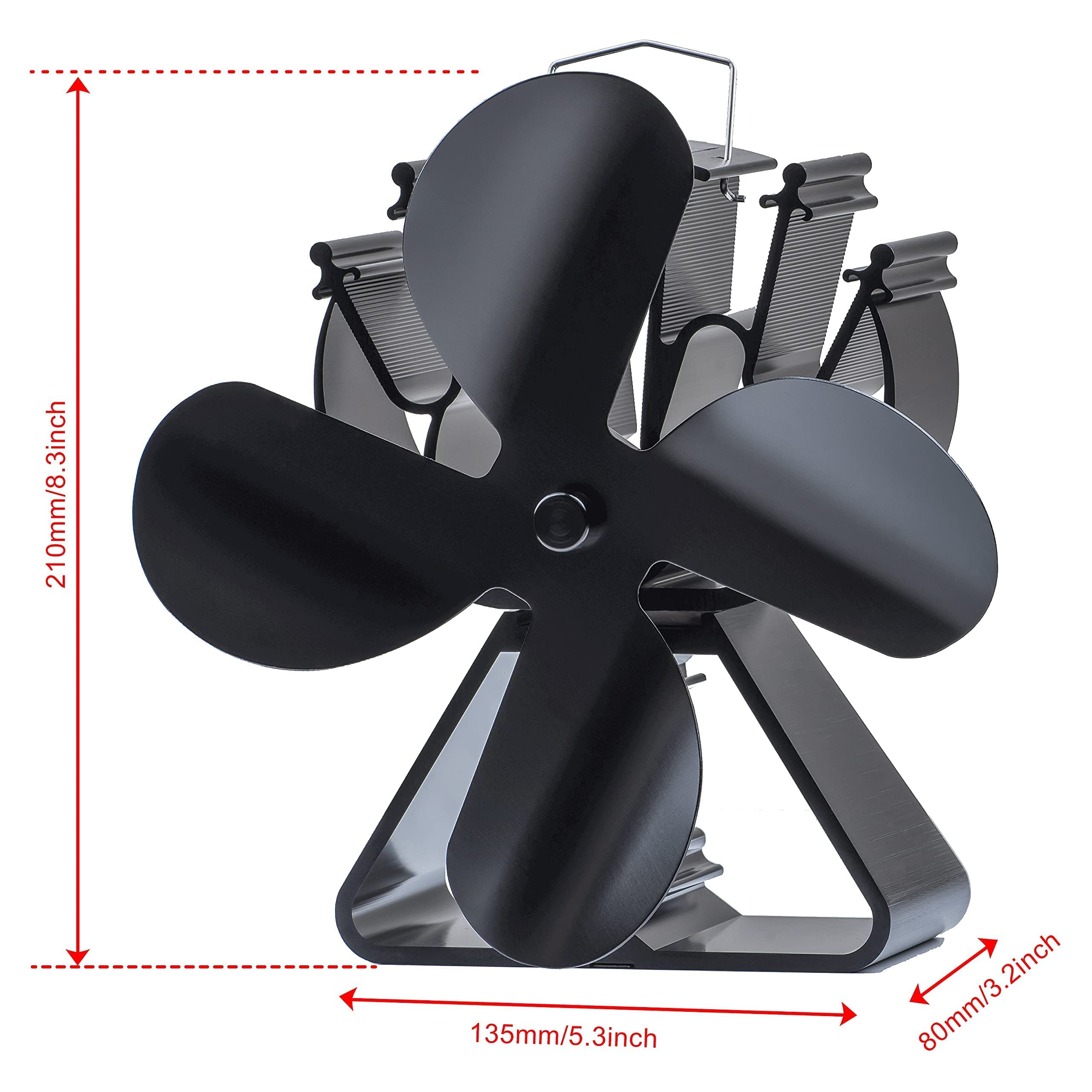 4 Blades Wood Stove Fan VDSF624 - Efficient Heat Circulation for Fireplace, Cabin, and Home Heating - Eco-Friendly Silent Operation for Winter Warmth