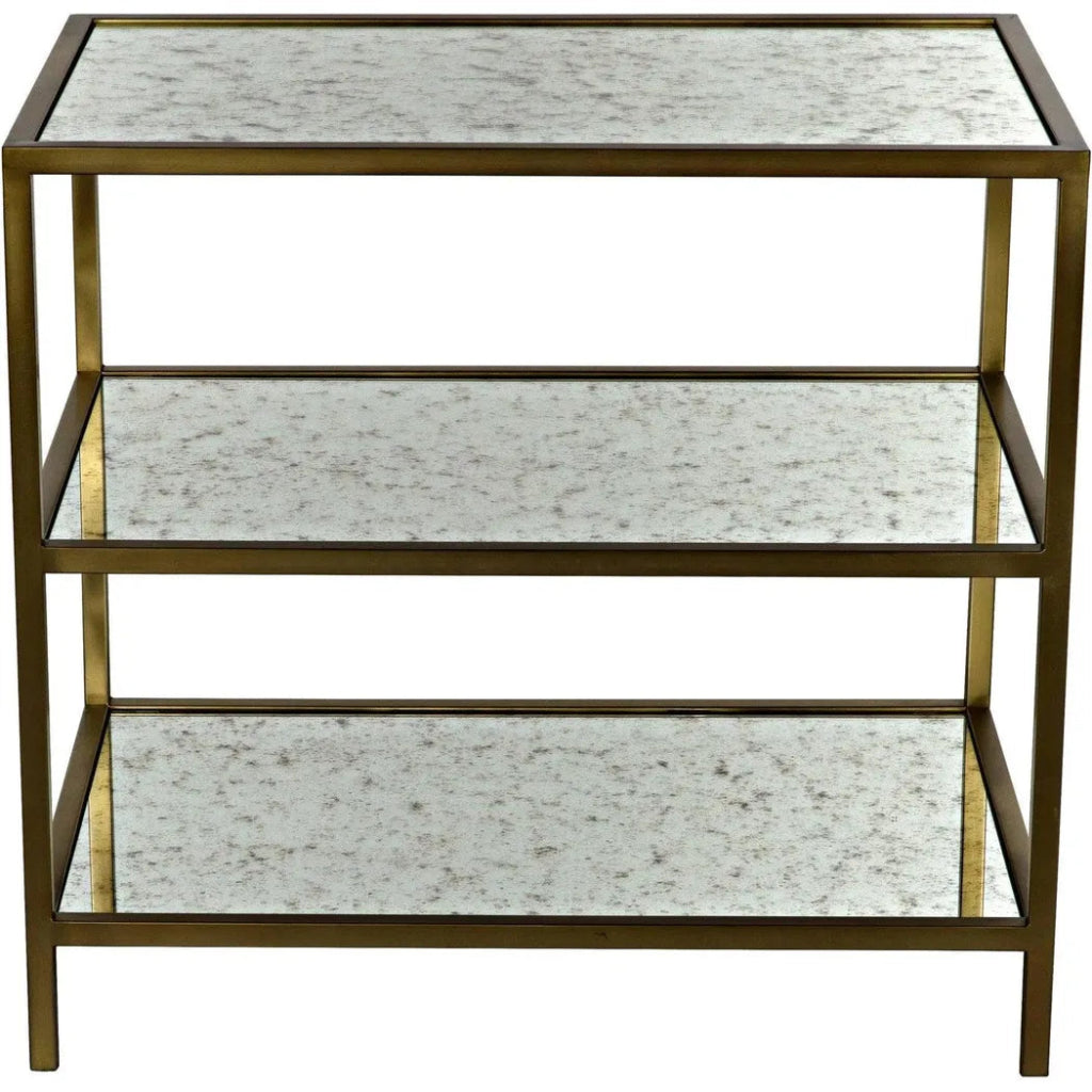 3 Tier Rectangle Side Table - Antique Brass & Mirror Finish - Perfect for Living Room, Bedroom, or Office Decor