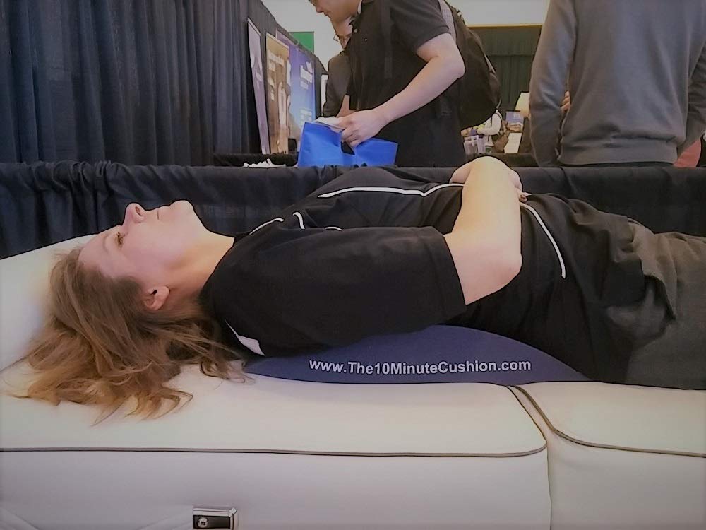Lumbar and Back Stretcher for Pain Relief - 10 Minute Therapy Cushion in Charcoal (Firm Support) - Safe & Easy Back Pain Solution for Office, Home & Car Use