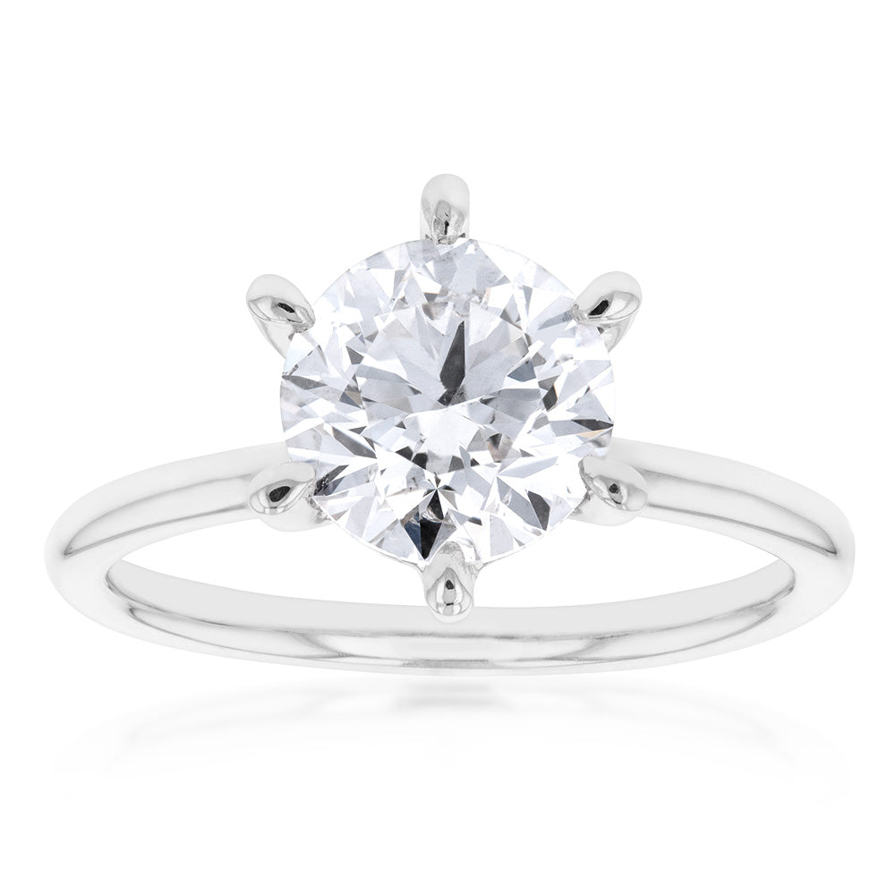18ct White Gold 2.00 Carat Brilliant Cut GH SI Diamond Solitaire Engagement Ring - Perfect for Proposals, Weddings & Anniversary Gifts