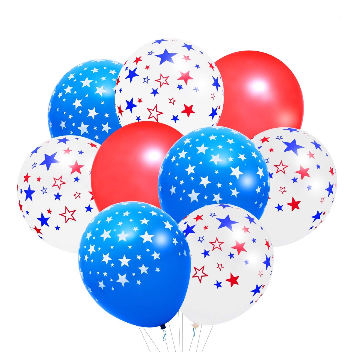 LUOEM Patriotic Party Decorations - 74-Pack 4th of July Balloons with Star Print | Independence Day Party Supplies for Outdoor BBQ, Backyard Celebration & National Holiday Festivities