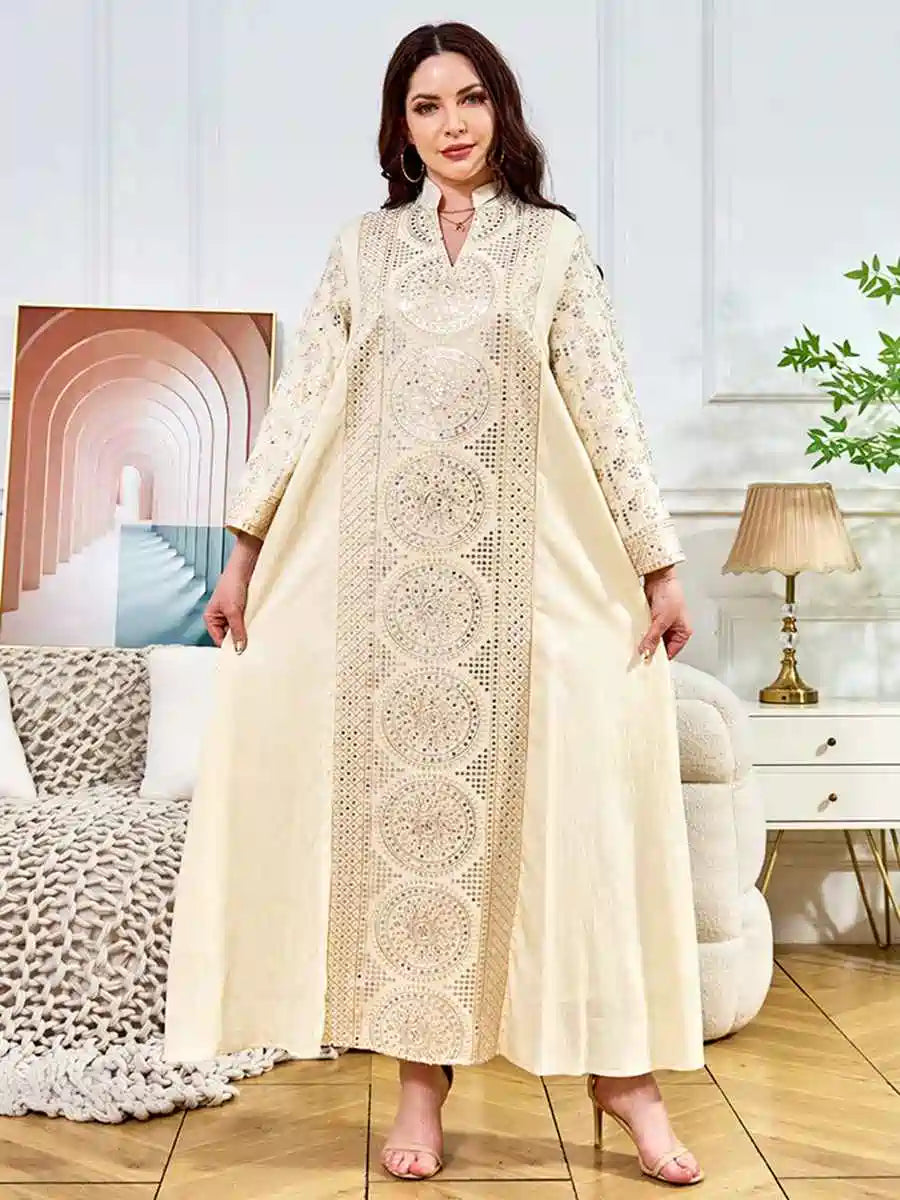 Elegant Eid Sequins Middle East Arab Caftan Kaftan Dress for Women - Traditional Islamic Party Wear #25397 | Perfect for Eid Celebrations, Weddings & Special Occasions
