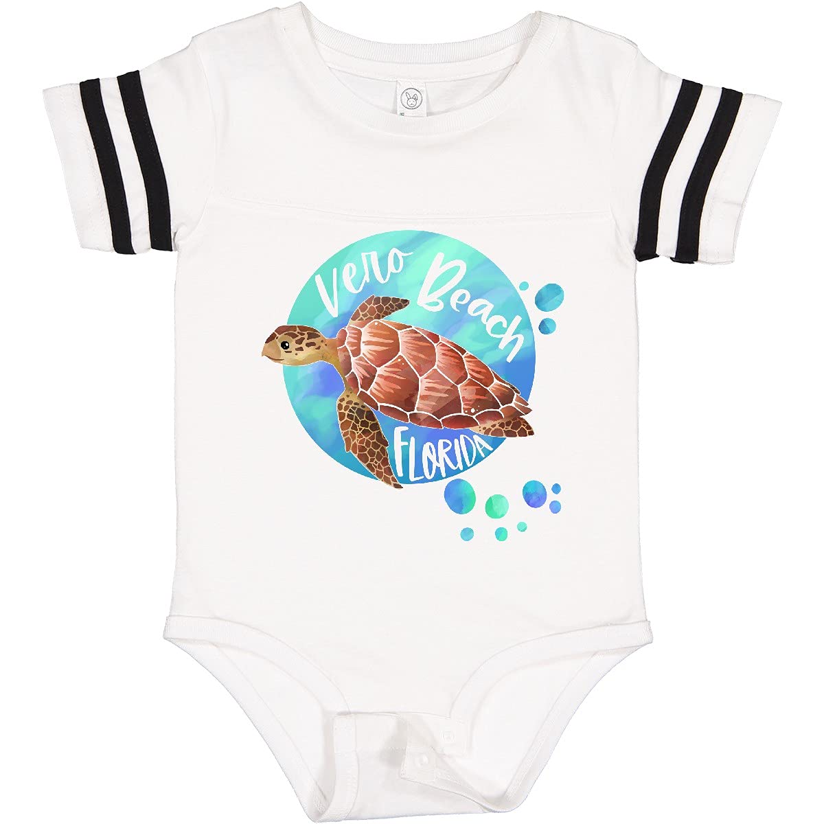 Inktastic Vero Beach Florida Swimming Sea Turtle with Bubbles Baby Bodysuit - Cute Ocean-Themed Onesie for Newborns & Infants - Perfect for Beach Vacations, Pool Parties & Summer Outfits