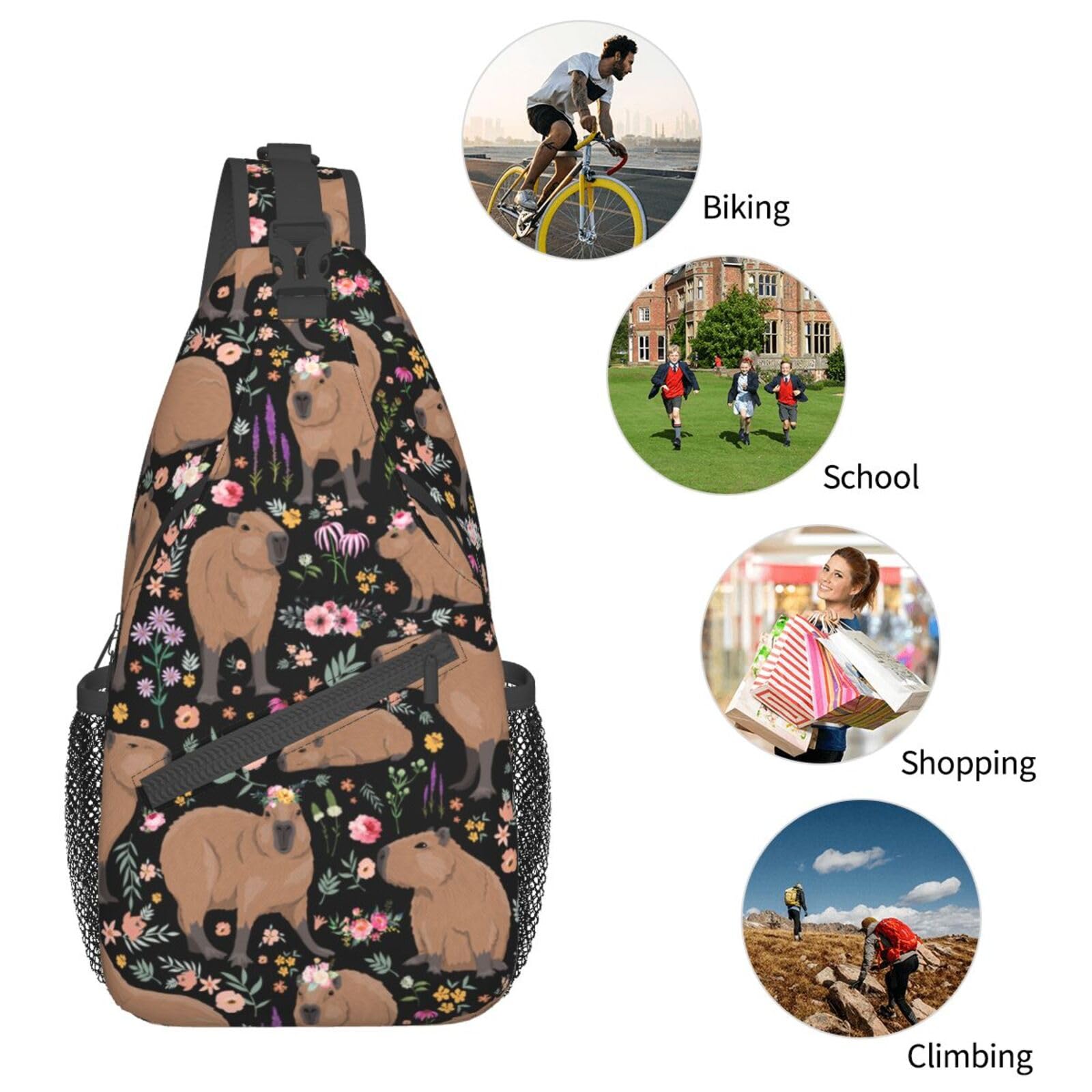 Stylish Capybara Crossbody Bag for Women & Men - Lightweight Sling Backpack for Travel, Hiking, Gym, Cycling & Outdoor Adventures | Perfect Gift Idea