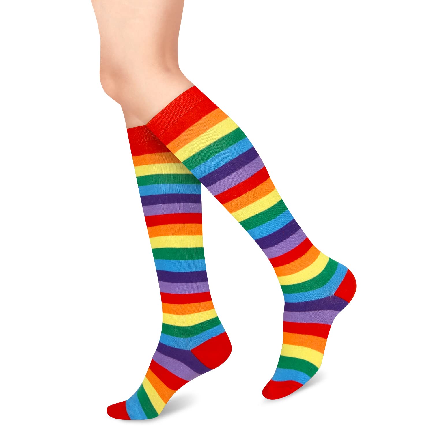 Benefeet Women's Knee High Striped Socks - Funny Novelty Athletic Tube Socks for Girls & Women - Colorful Cute Stockings for Running, Yoga & Casual Wear