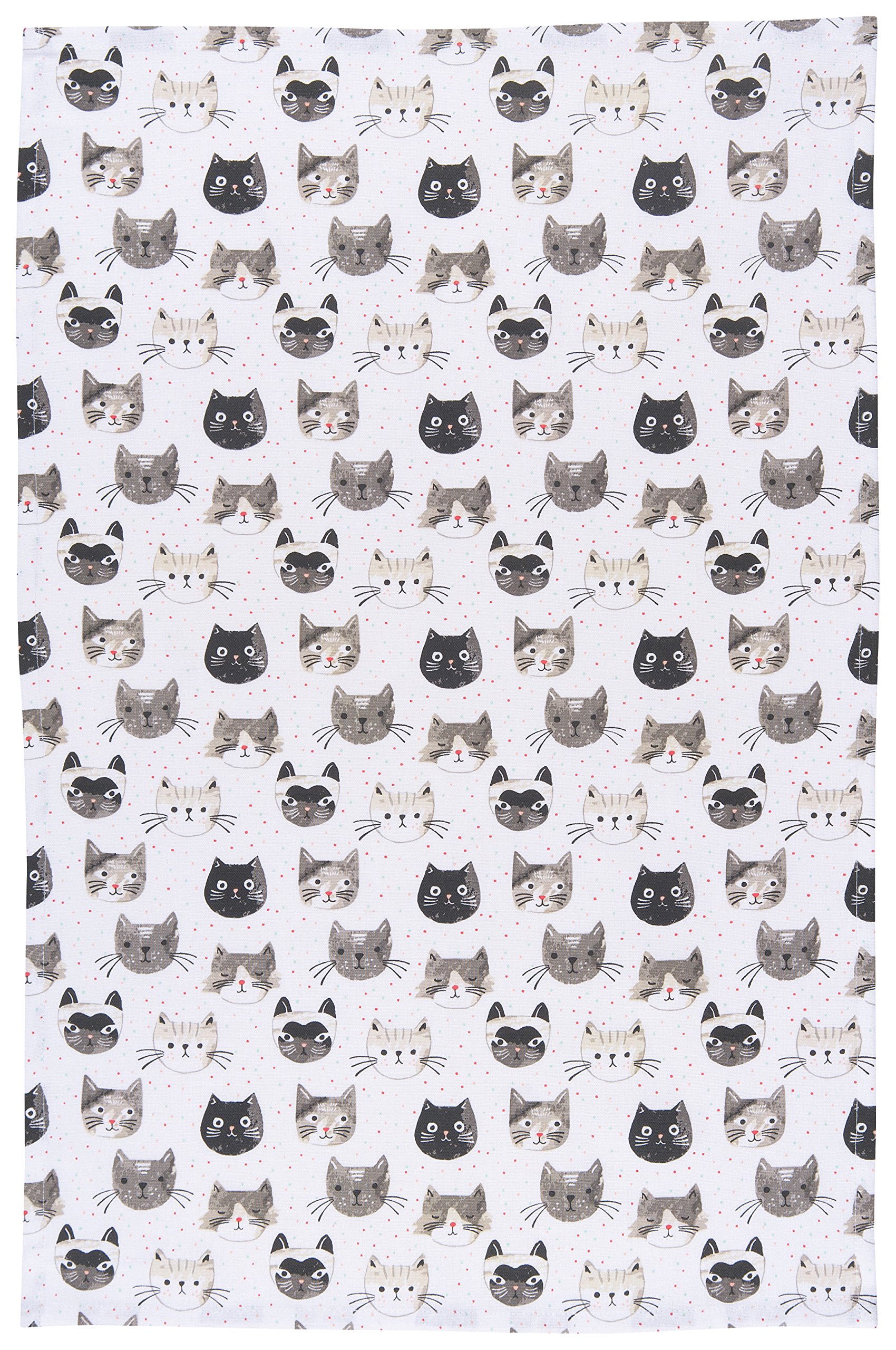 Now Designs Cotton Kitchen Towel - Cats Meow Print | Absorbent & Durable Dish Towels for Kitchen, Cooking & Cleaning | Cute Cat-Themed Home Decor for Cat Lovers