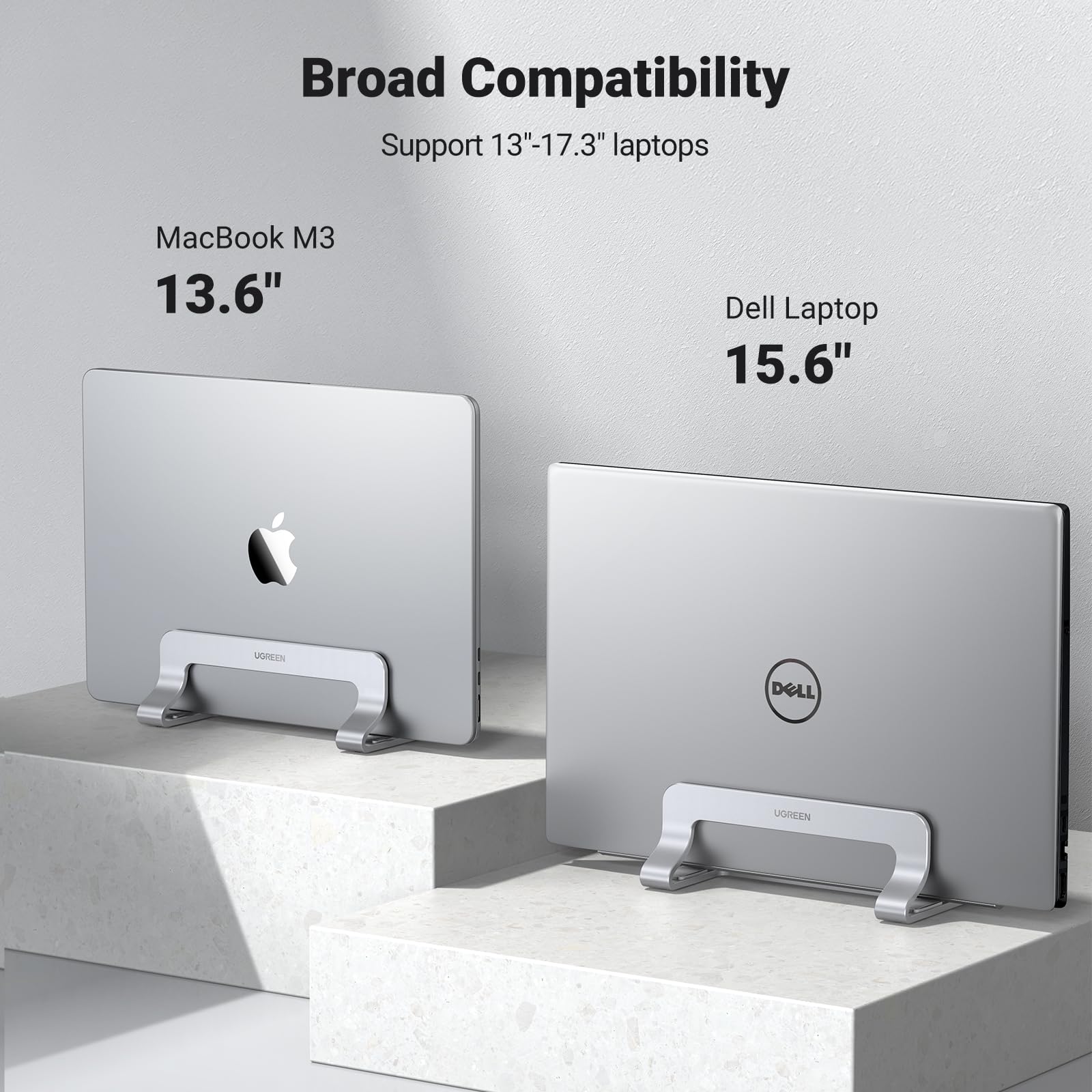 UGREEN Adjustable Vertical Laptop Stand Holder - Aluminum Desktop Organizer for MacBook Pro/Air & 17.3
