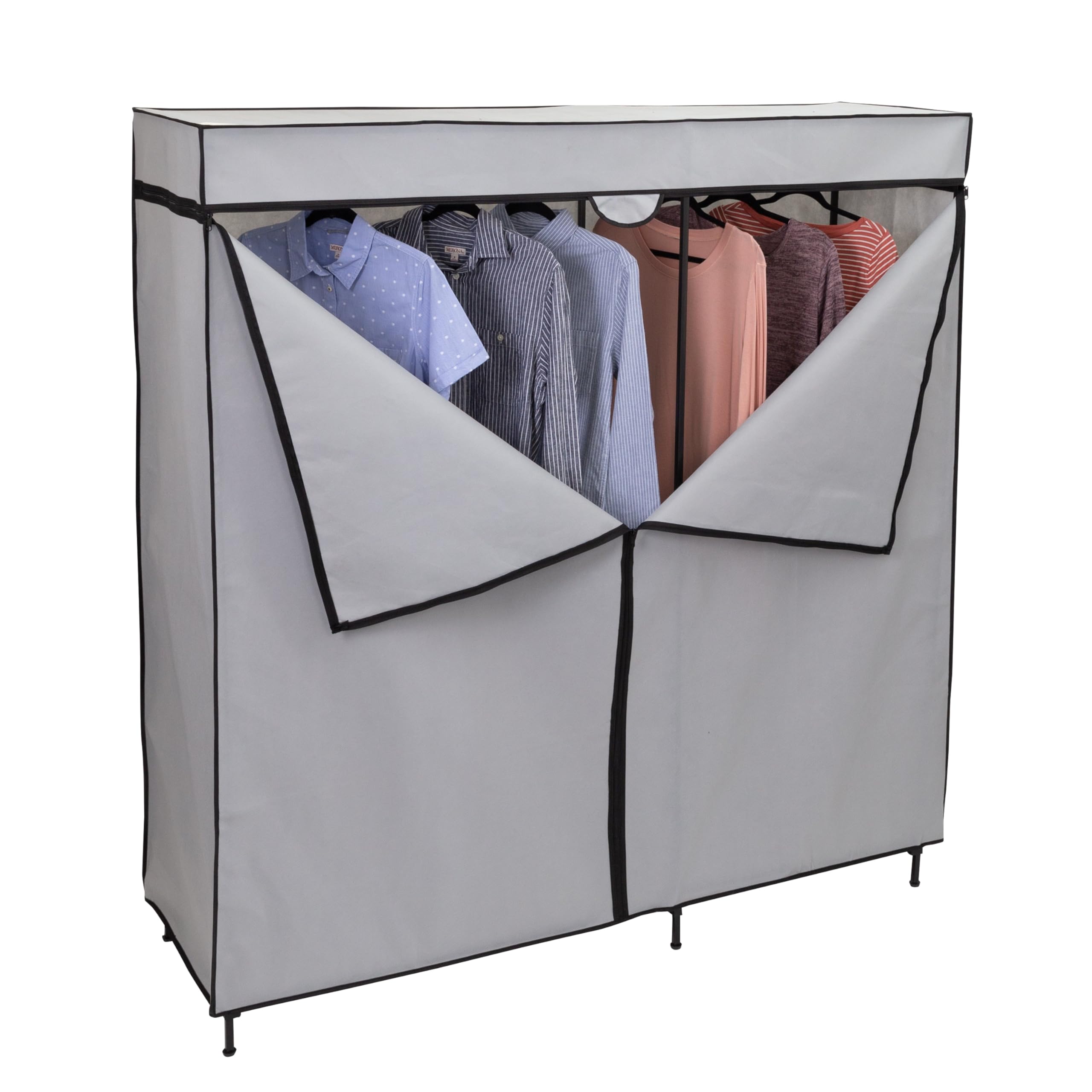 Honey-Can-Do 60 Inch Wardrobe Closet Organizer - Grey Clothes Storage Cabinet for Bedroom, Closet & Dorm Organization