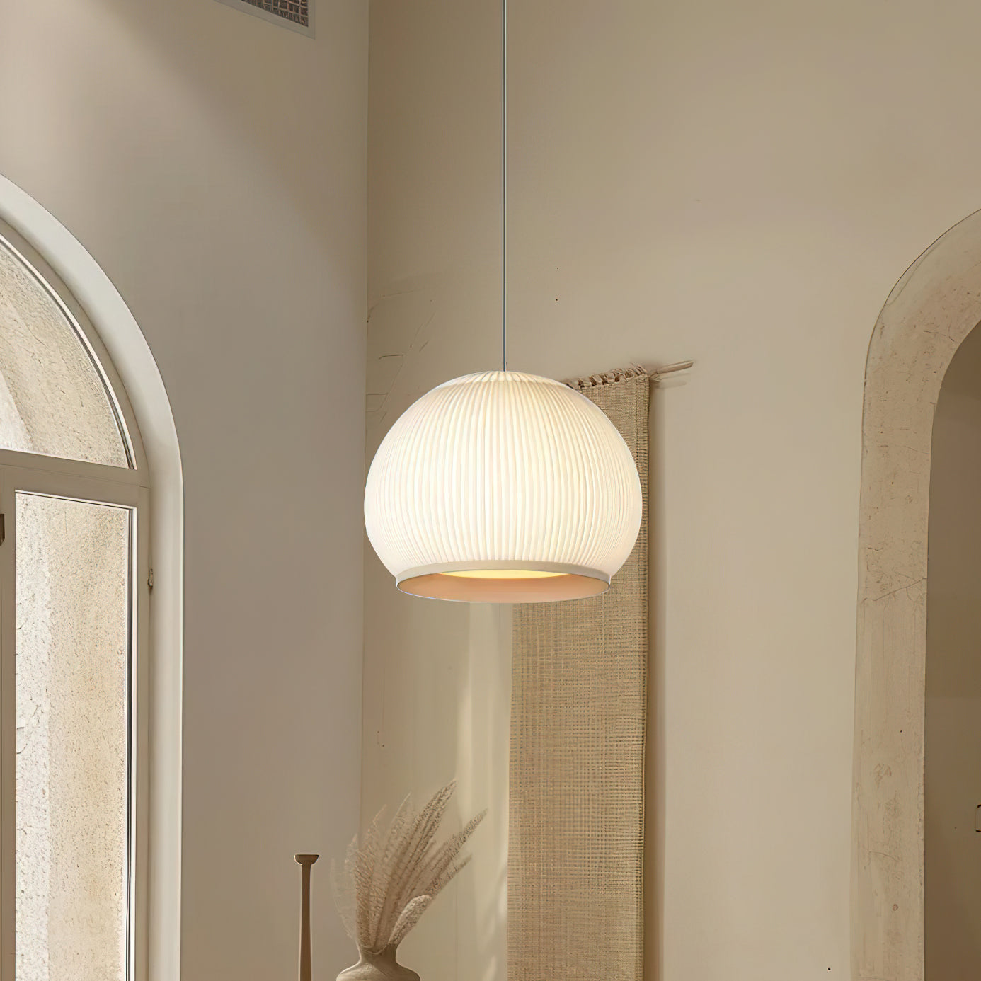 Modern Lantern Knit Pendant Light - Handwoven Rattan Hanging Lamp for Living Room, Bedroom, or Patio Decor - Boho Chic Ceiling Lighting Fixture for Cozy Ambiance