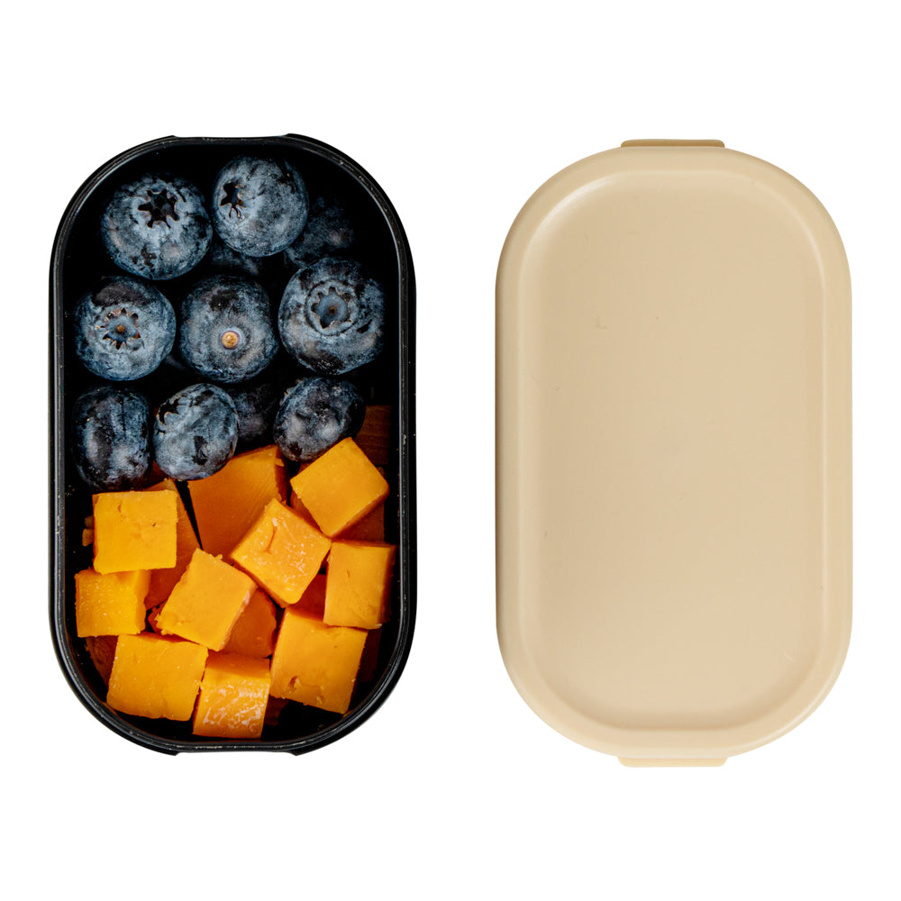 Bento Tek 3 oz Black Buddha Box Snack & Sauce Containers with Beige Lid - 4 Pack (3.75