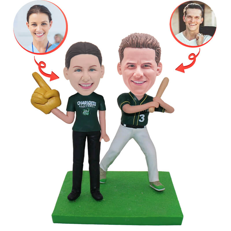 Custom Baseball Couple Bobblehead - Personalized Sports Fan Gift for Anniversaries, Weddings & Valentine's Day
