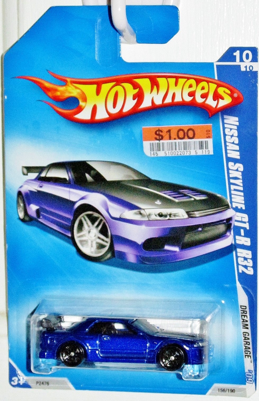 Hot Wheels 2009-156 Dream Garage Blue 2001 Nissan Skyline GT-R R32 1:64 Scale Diecast Model Car - Collectible Toy for Kids & Adults, Perfect for Display & Racing Games