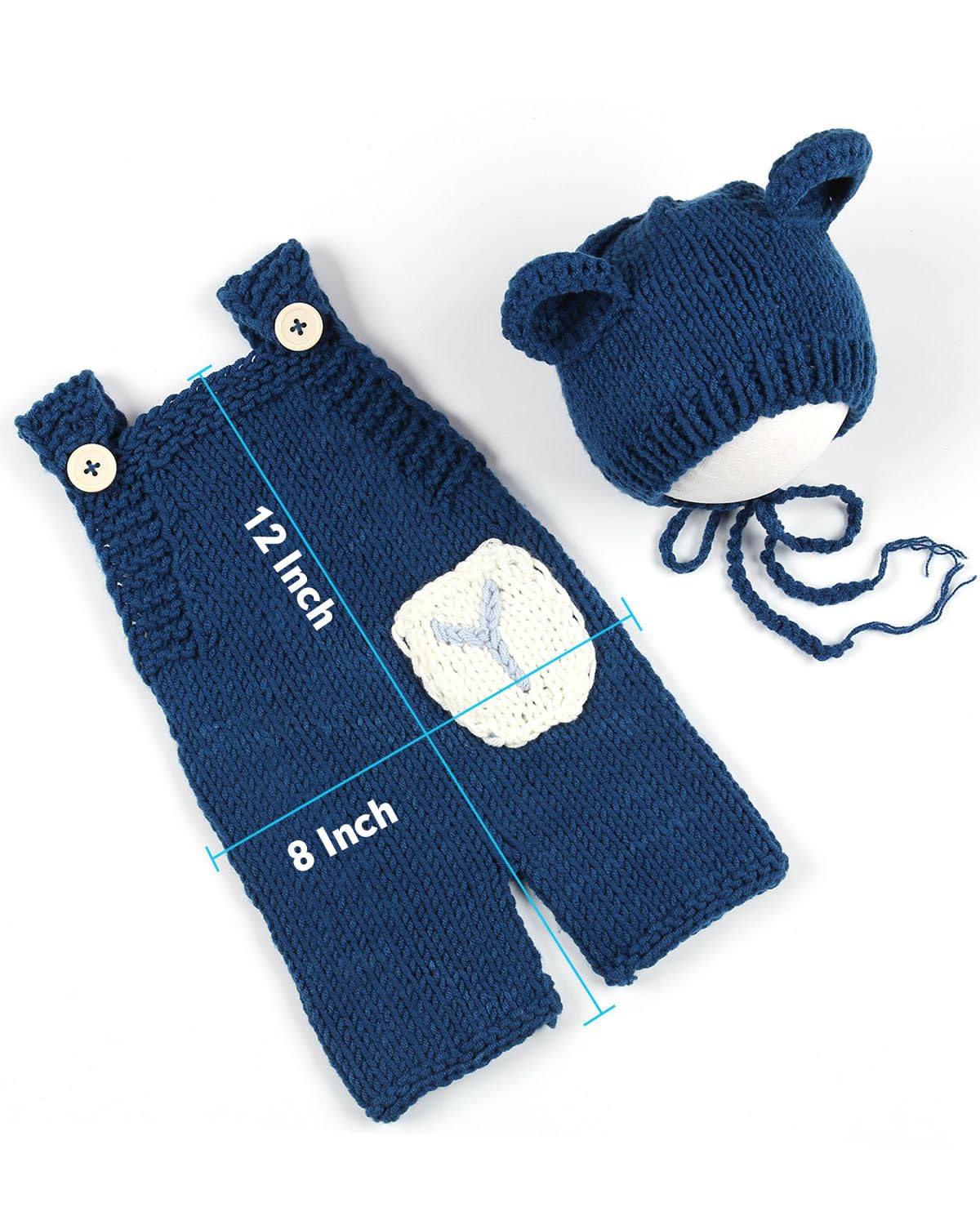 Adorable Newborn Photography Bear Outfits - Soft Crochet Knitted Romper for Baby Photoshoot (Boy & Girl) - Perfect for First Birthday, Christening & Family Portrait Sessions