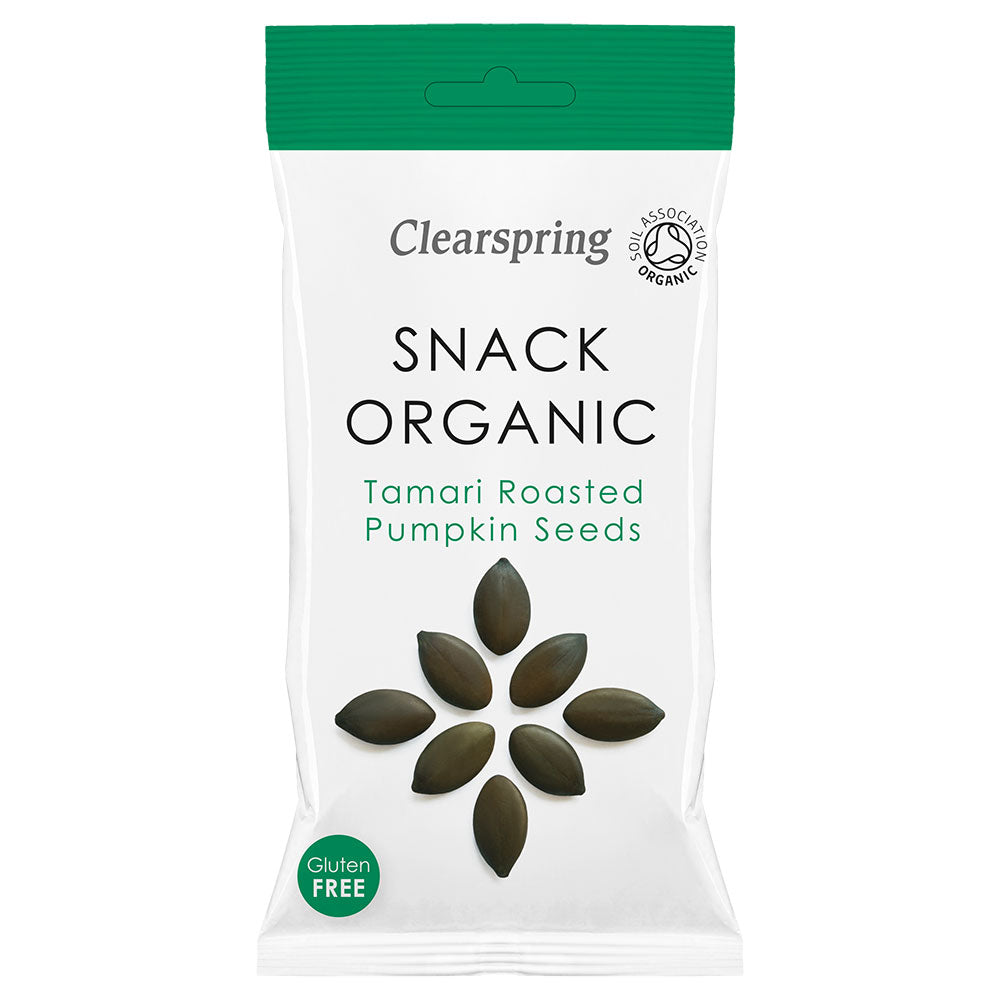 Organic Tamari Roasted Pumpkin Seeds 30g by Clearspring - Healthy Snack for Salads, Trail Mix & On-the-Go Nutrition