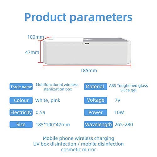 CarbonKlean UVKlear - UVC Sanitizing Kit with Wireless Charger, Removable Cosmetic Mirror & UV Phone Cleaner (Pink) - Perfect for Travel, Home & Office Disinfection