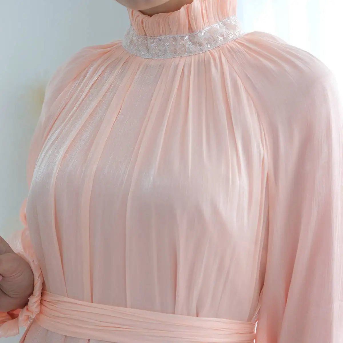 Elegant Shiny Bright Abaya Dress for Muslim Women - Perfect for Prayer, Eid, and Special Occasions