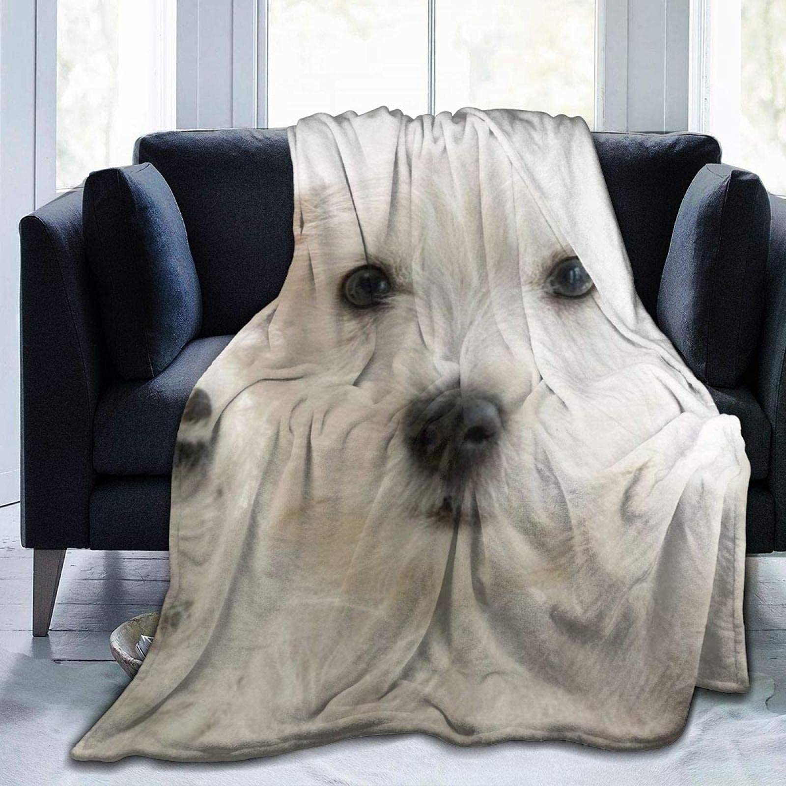 Epushow Mini Blanket - Super Soft & Lightweight Throw Blanket with Dog's Fingerprint Print - Cozy Warm Fiber Blanket for Bed, Sofa, Living Room - Perfect for All Seasons & Pet Lovers - Ideal for Snuggling, Travel, and Home Decor