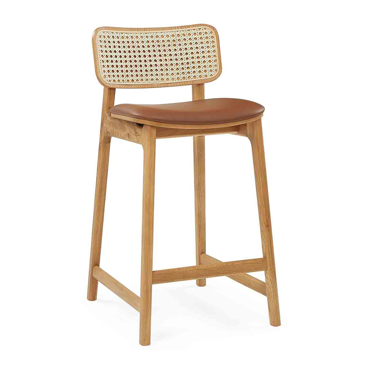 Flair Rattan Leather Bar Stool - 24