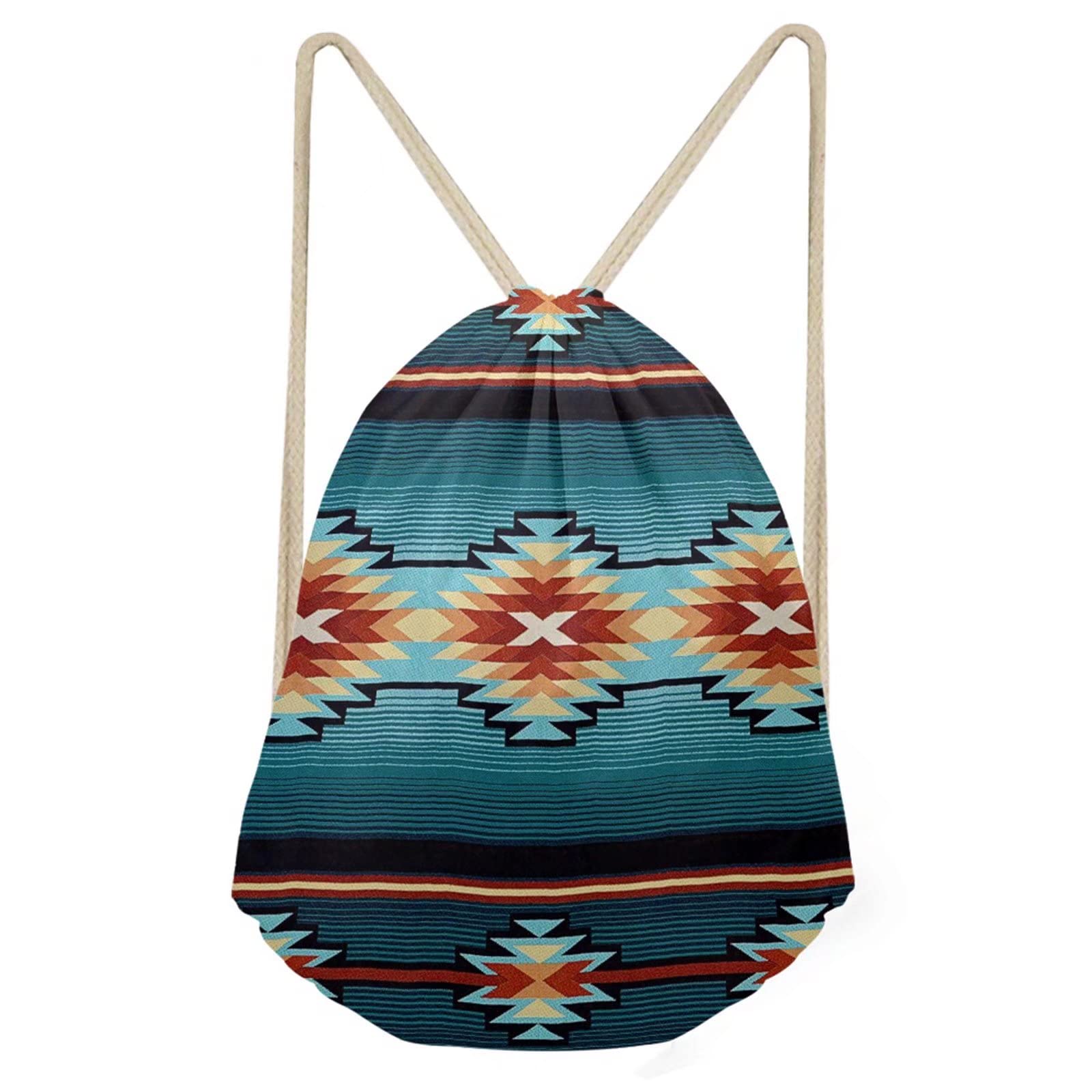 FUIBENG Southwestern Tribal Aztec Drawstring Backpack - Lightweight Gym Bag for Men & Women, Perfect for Travel, Swimming, Sports & Outdoor Activities | Durable Shoulder Sackpack for Boys & Girls