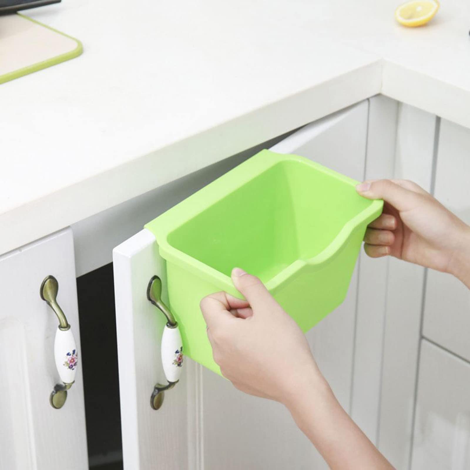 Eco-Friendly Hanging Door Trash Can & Kitchen Storage Set - Plastic Waste Basket, Food Canisters for Flour, Sugar, and More - Perfect for Small Spaces and Organized Kitchens