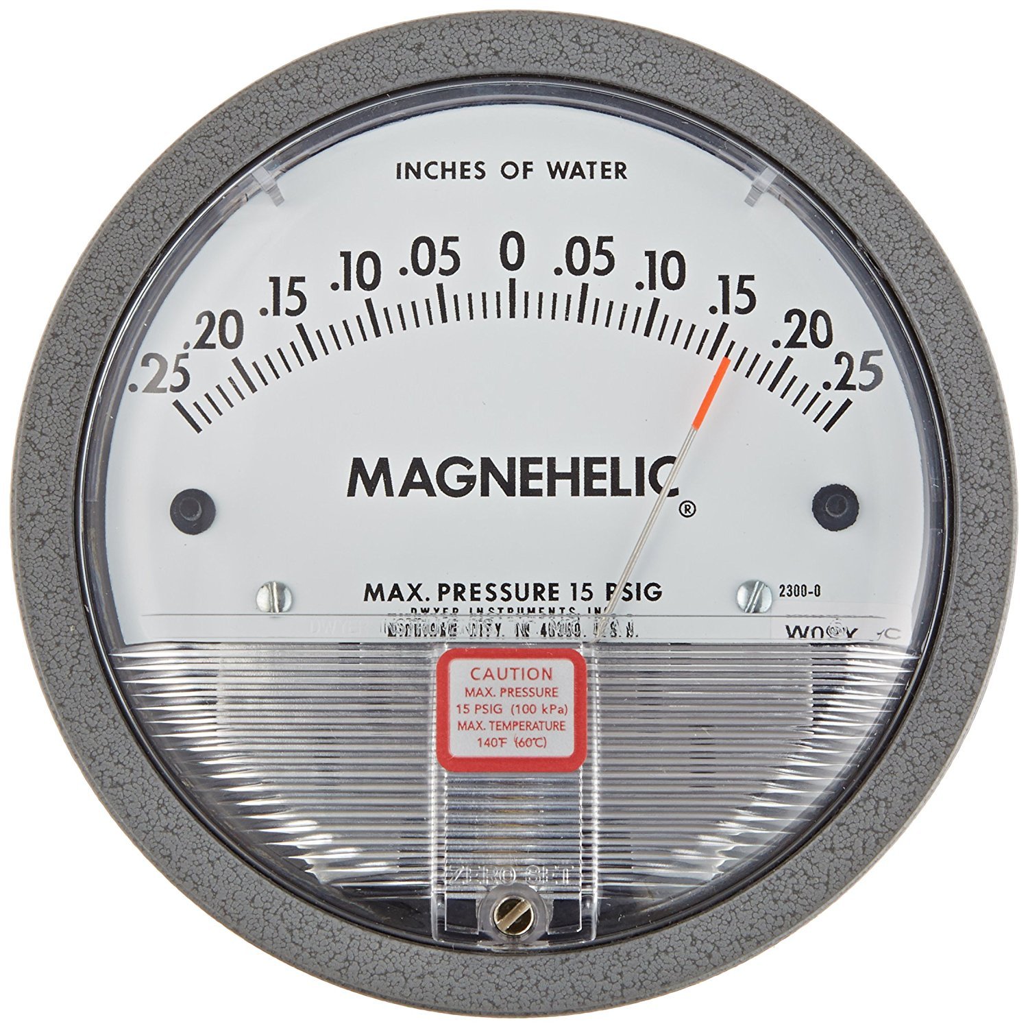 Dwyer® Magnehelic® Differential Pressure Gauge 2300-0, 0.25-0-0.25