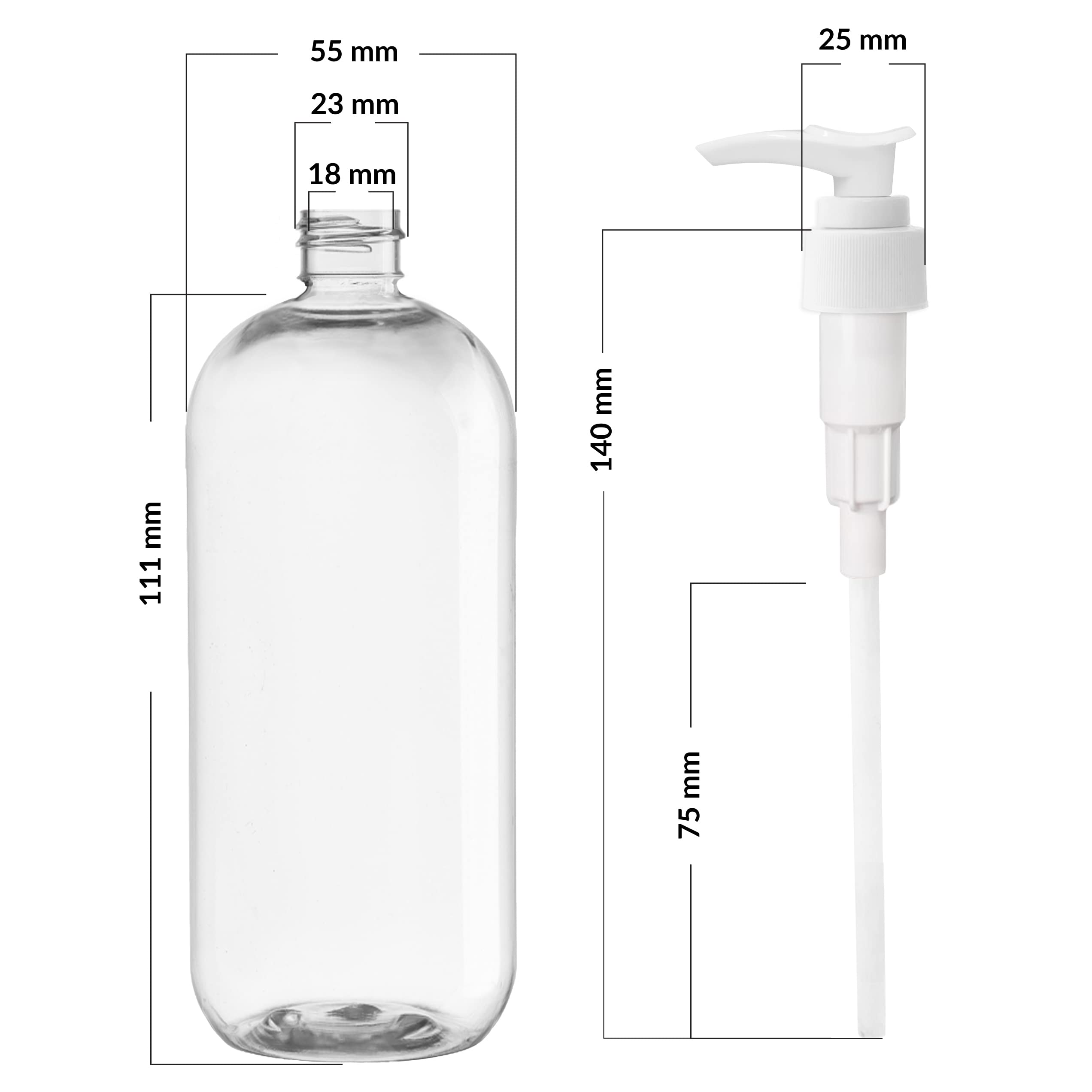 KOALA 16oz Clear Refillable Bottles with Leak Proof Press Pump Dispenser - BPA Free Plastic Containers for Lotions, Soaps, Shampoo, Conditioner & Hand Sanitizer - Travel Size Refillable Bottles (Pack of 8) - Perfect for Home, Salon, Travel & DIY Projects