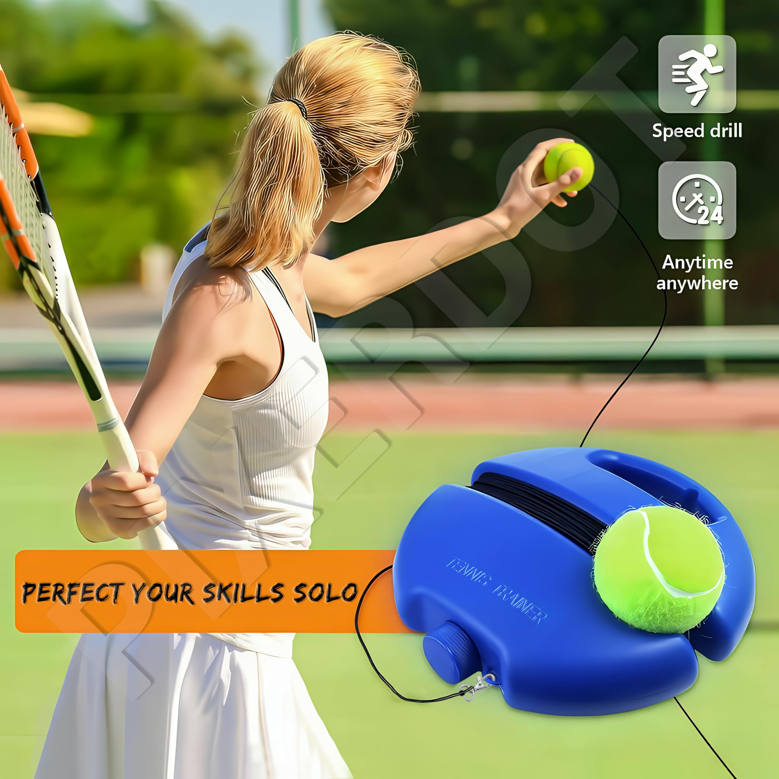 PIXERDOT Cricket & Tennis Rebound Trainer Ball with Rope - Solo Self Training Tool for Cricket & Tennis Practice - Perfect for Backyard, Gym, and Outdoor Sports Drills