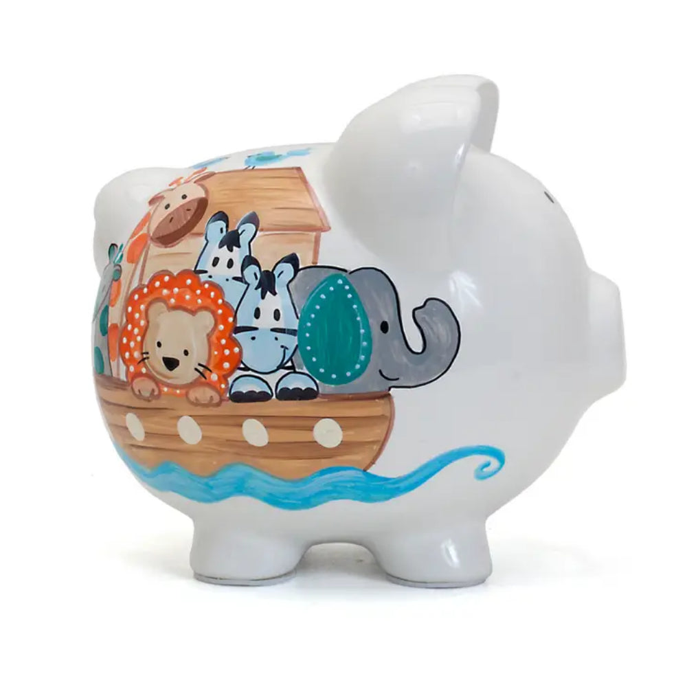 Child to Cherish Ceramic Noah's Ark Piggy Bank - Money Saving Bank for Kids, Religious Gift & Home Decor - Perfect for Birthdays, Baptisms & Teaching Financial Responsibility
