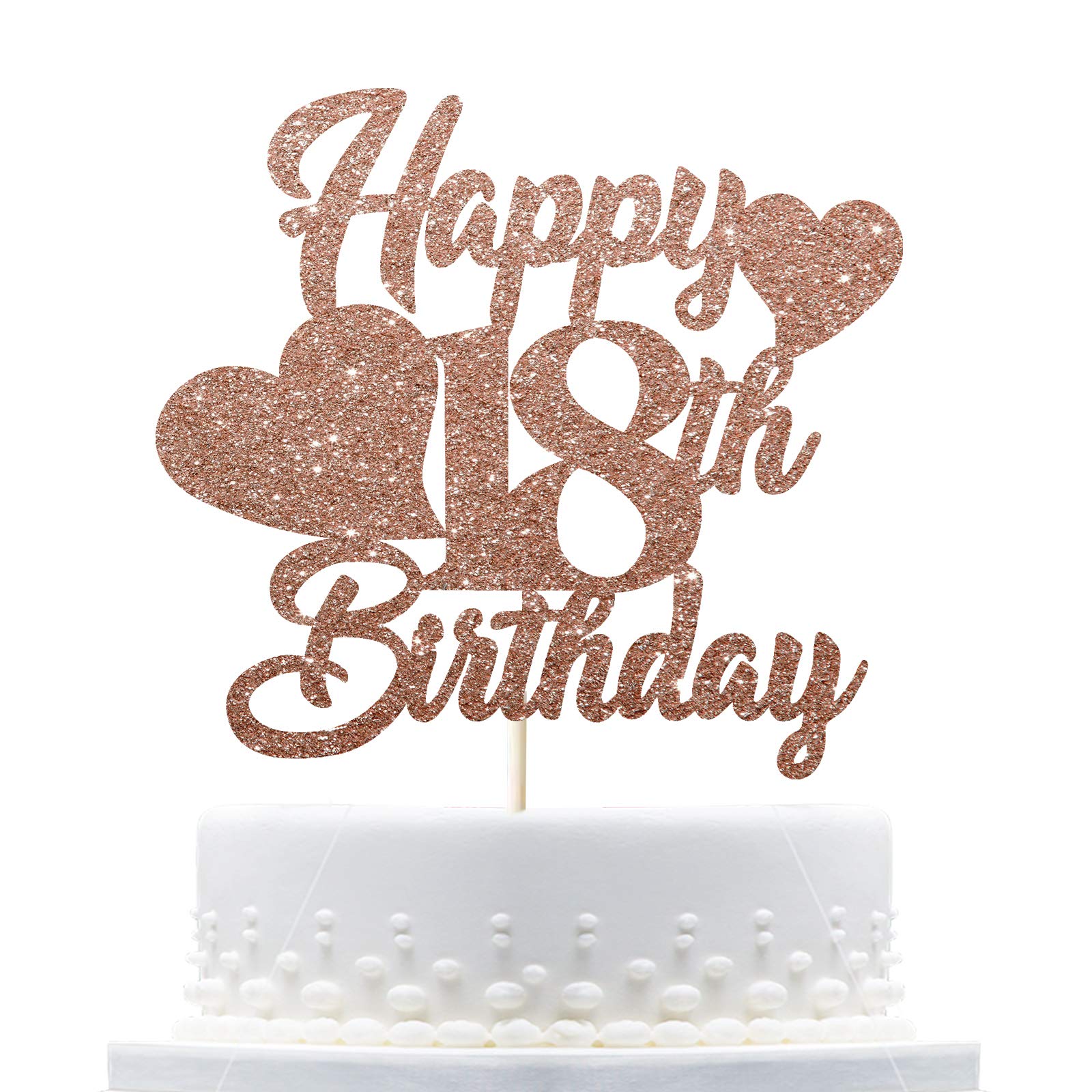 Rose Gold Happy 18th Birthday Cake Topper - Elegant Eighteen Birthday Decor for Cake, Party Supplies & Celebration | Perfect for Sweet 16, Graduation, Quinceañera & Milestone Parties
