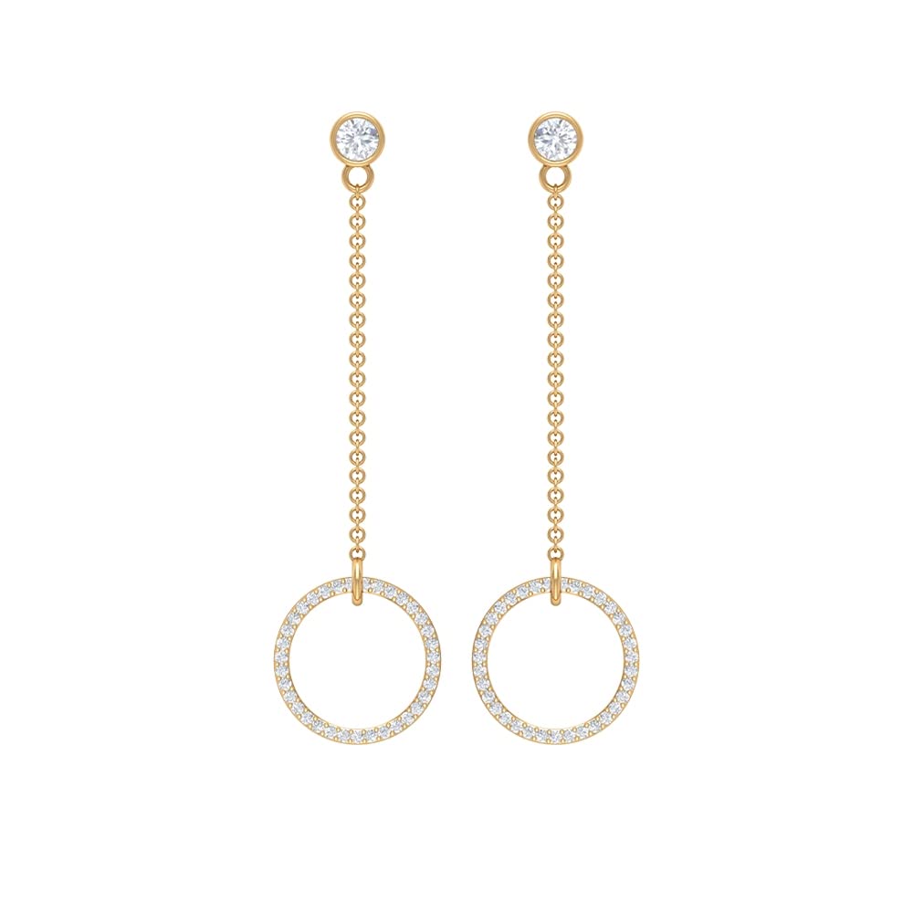 1 CT Diamond 14K Solid Gold Dangle Earrings for Women - Elegant Gold Chain Drop Earrings with Eternity Design, Perfect for Weddings, Parties & Special Occasions