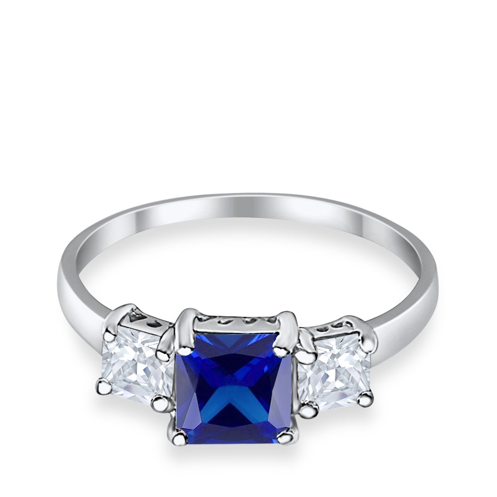 3 Stone Princess Cut Cubic Zirconia Ring - 925 Sterling Silver Fashion Jewelry for Women - Perfect for Weddings, Anniversaries & Special Occasions