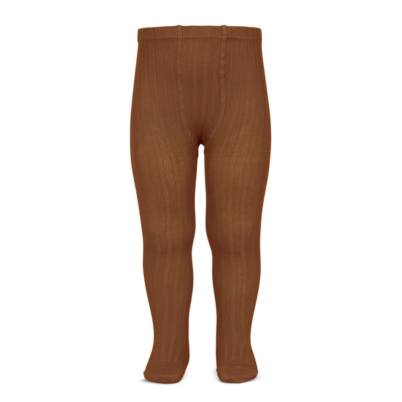 Wide Rib Cotton Tights in Rust Color - Comfortable Stretchy Leggings for Yoga, Workout & Everyday Wear