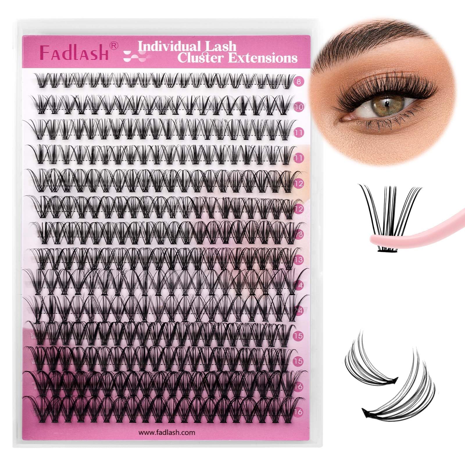 20D Black Mink Lash Clusters Extensions - Long Individual Lashes Mixed Tray (8-16mm, 0.07D) for DIY Eyelash Extension & Under Bottom Lashes | Professional Makeup for Volume & Natural Look | Perfect for Daily Wear, Special Occasions & Photo Shoots