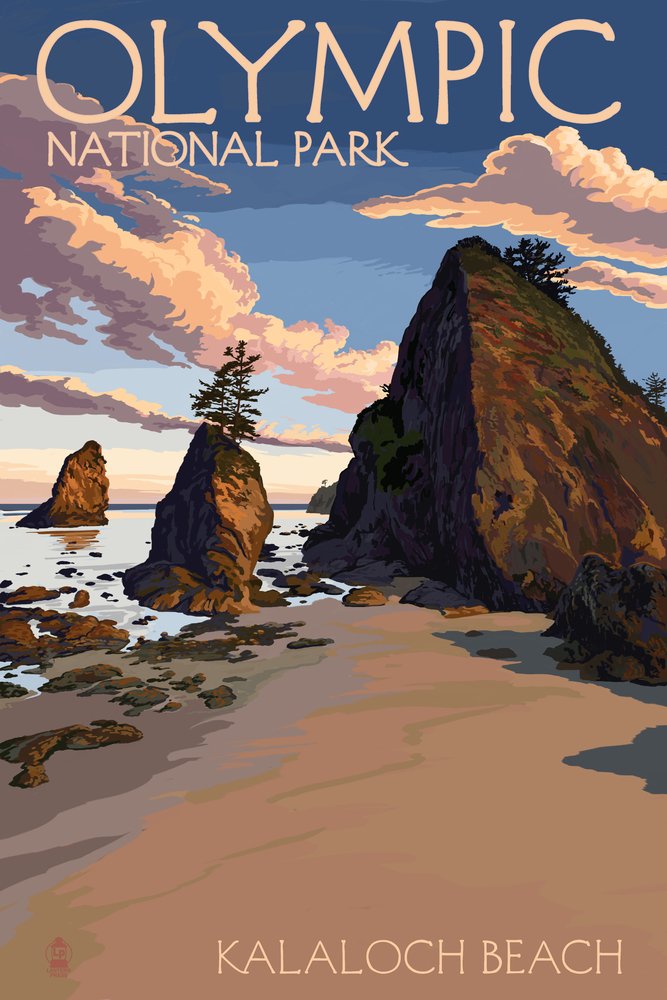 Olympic National Park Kalaloch Beach 43274 - 24x36 Signed Art Print Poster - Washington State Coastal Wall Decor - Perfect for Living Room, Bedroom & Office