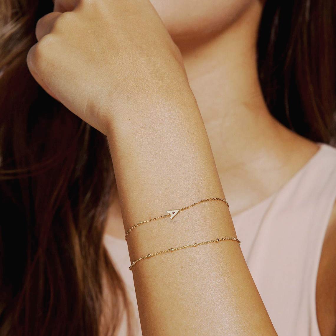 Personalized Initial Bracelets for Women - Layered Letter Charm A-Z in Gold, Silver & Rose Gold | Dainty Jewelry for Birthday Gifts, Everyday Wear & Special Occasions