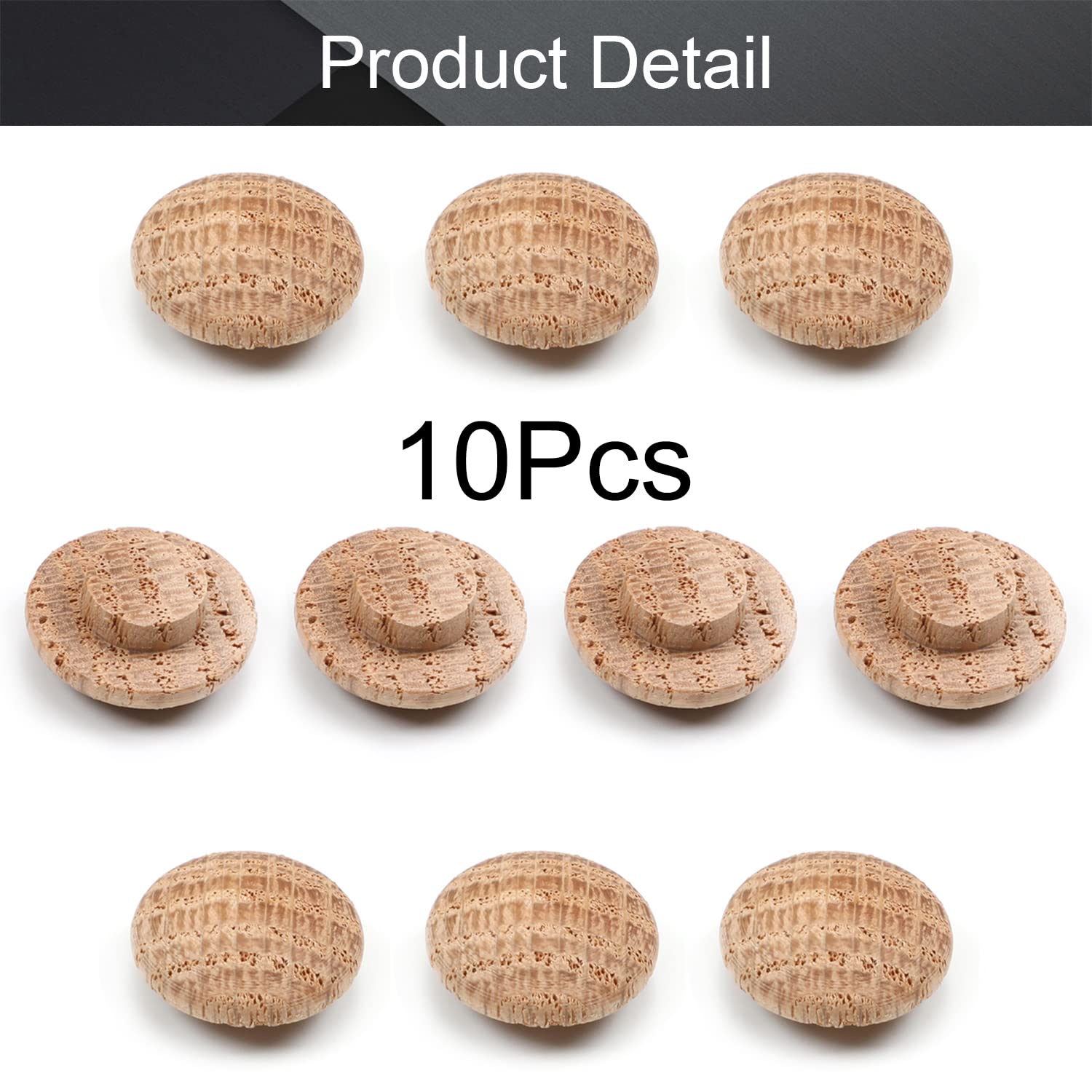 MroMax 10Pcs 10mm Round Wooden Button Plugs - 0.39