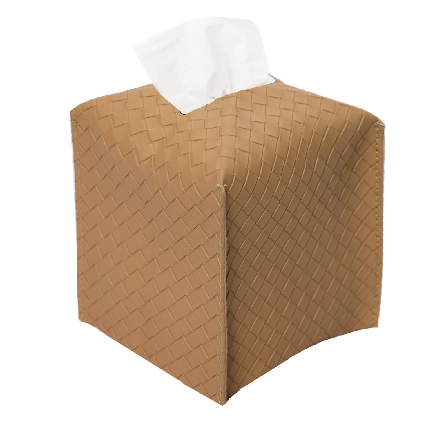Premium PU Leather Tissue Box Cover - Modern Square Design (5