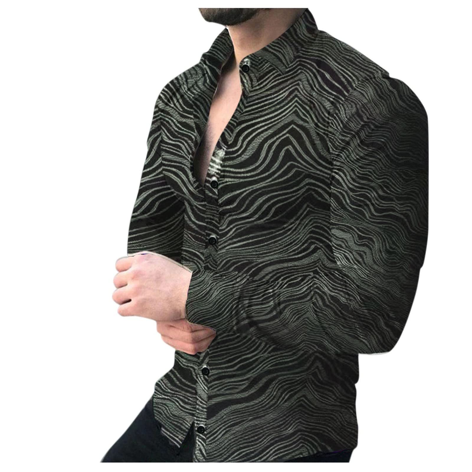 Men's Slim Fit Long Sleeve Button Down Shirt - Casual Printed Lapel Cardigan for Business & Everyday Wear | Office, Date Night & Smart Casual Outfits
