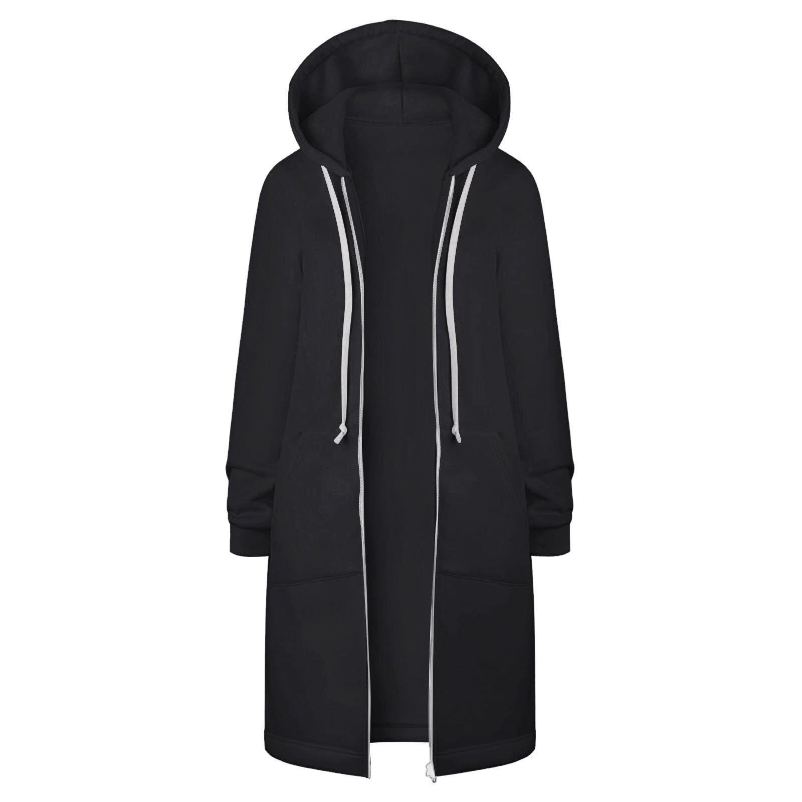 CTdiral Women's Casual Full Zip Up Hoodie - Long Sleeve Hooded Sweatshirt with Pockets, Tunic Jacket for Plus Size, Perfect for Outdoor Activities and Everyday Wear